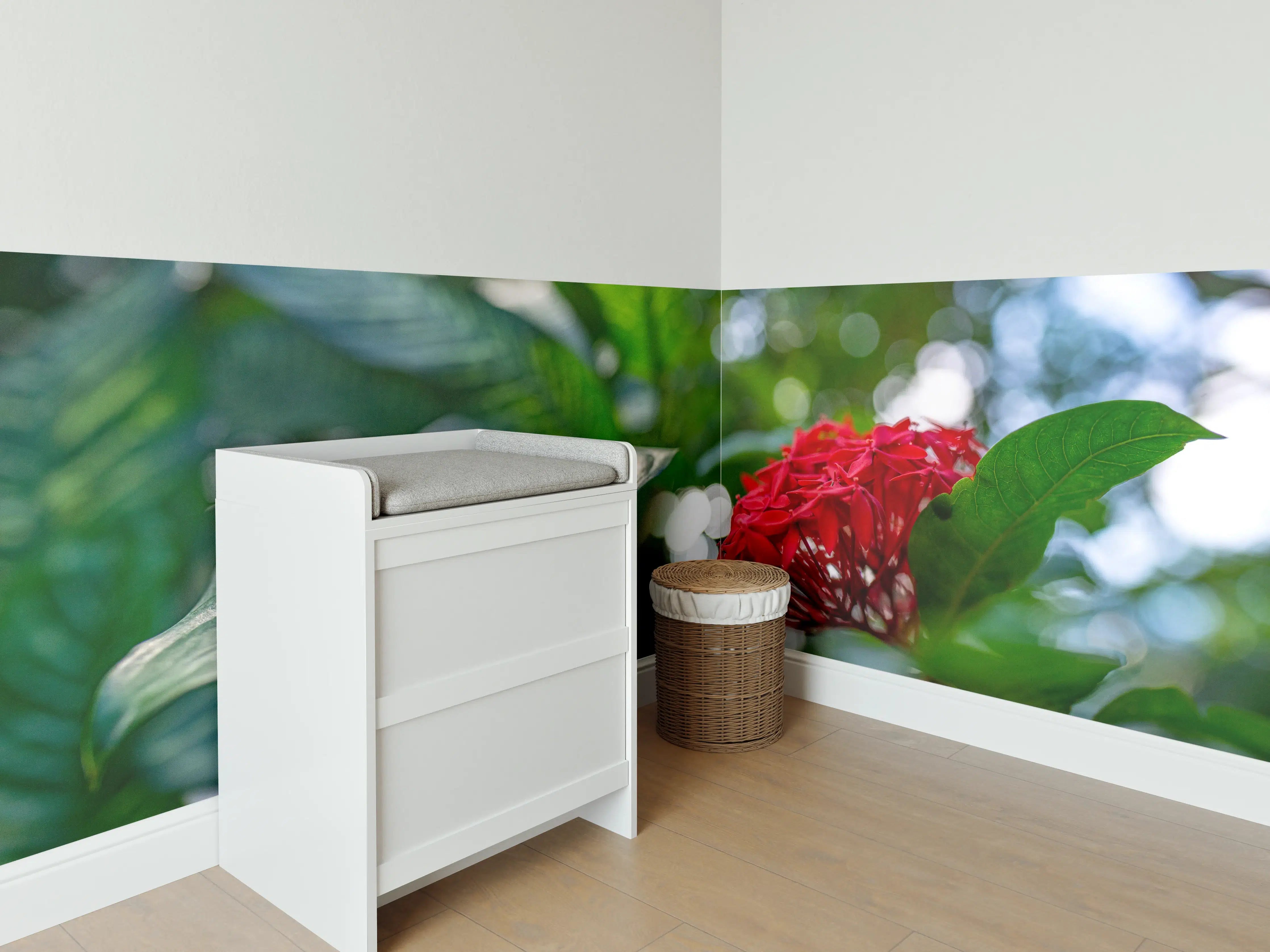 Babyzimmer Wandgestaltung - Tropisches Pflanzenmotiv
