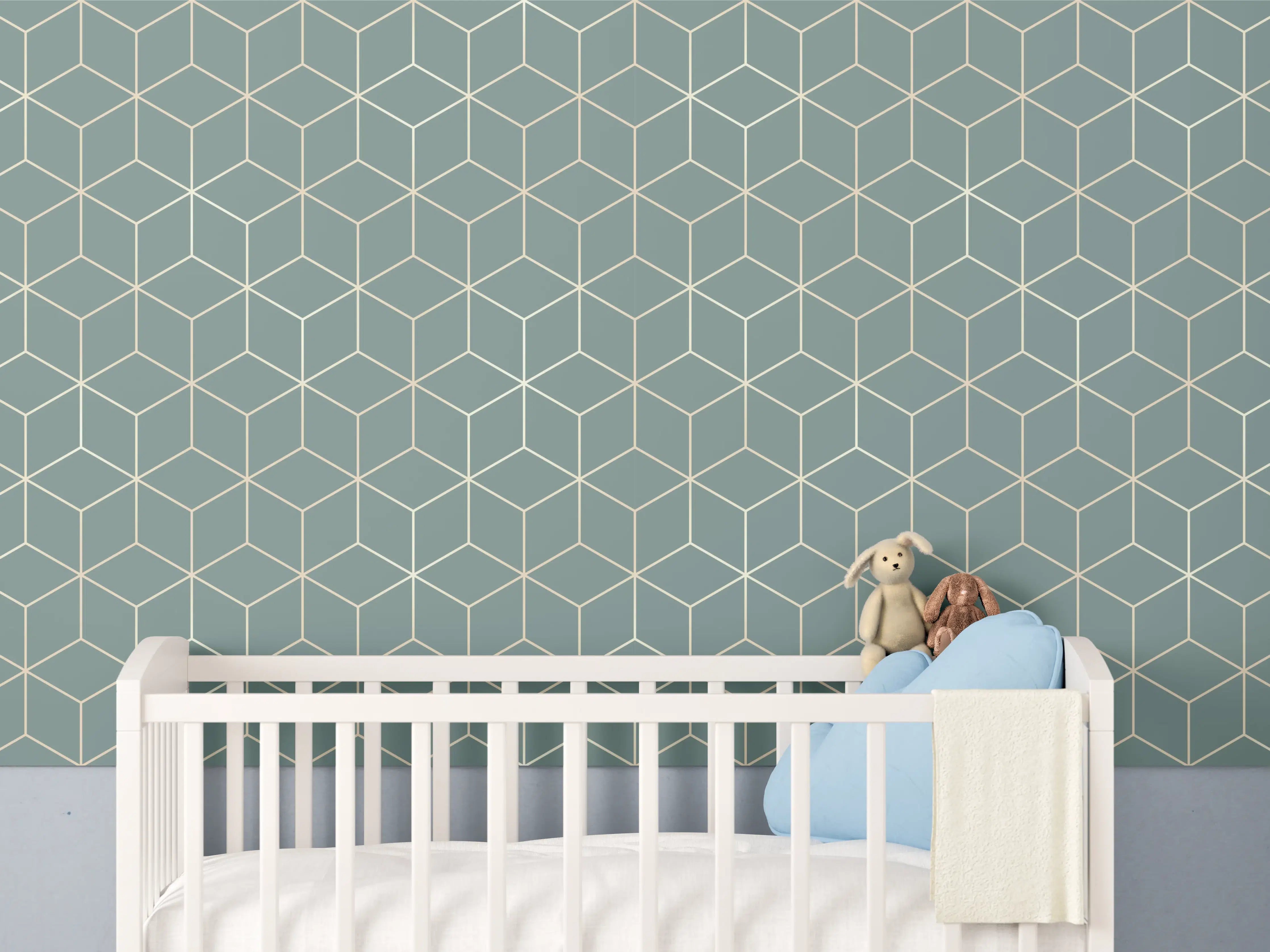 Babyzimmer Wandgestaltung - Türkis-Eleganz-Muster