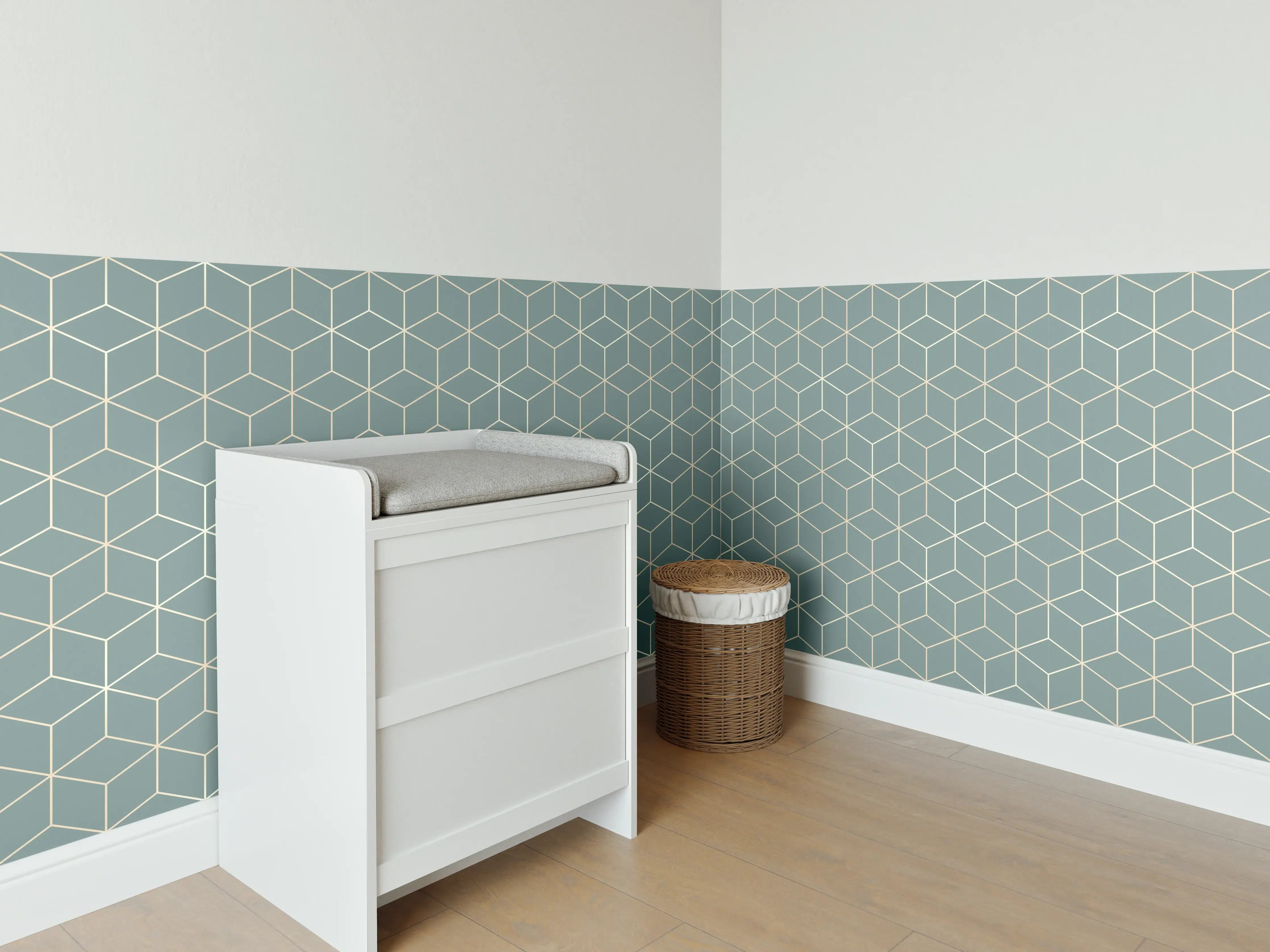 Babyzimmer Wandgestaltung - Türkis-Eleganz-Muster