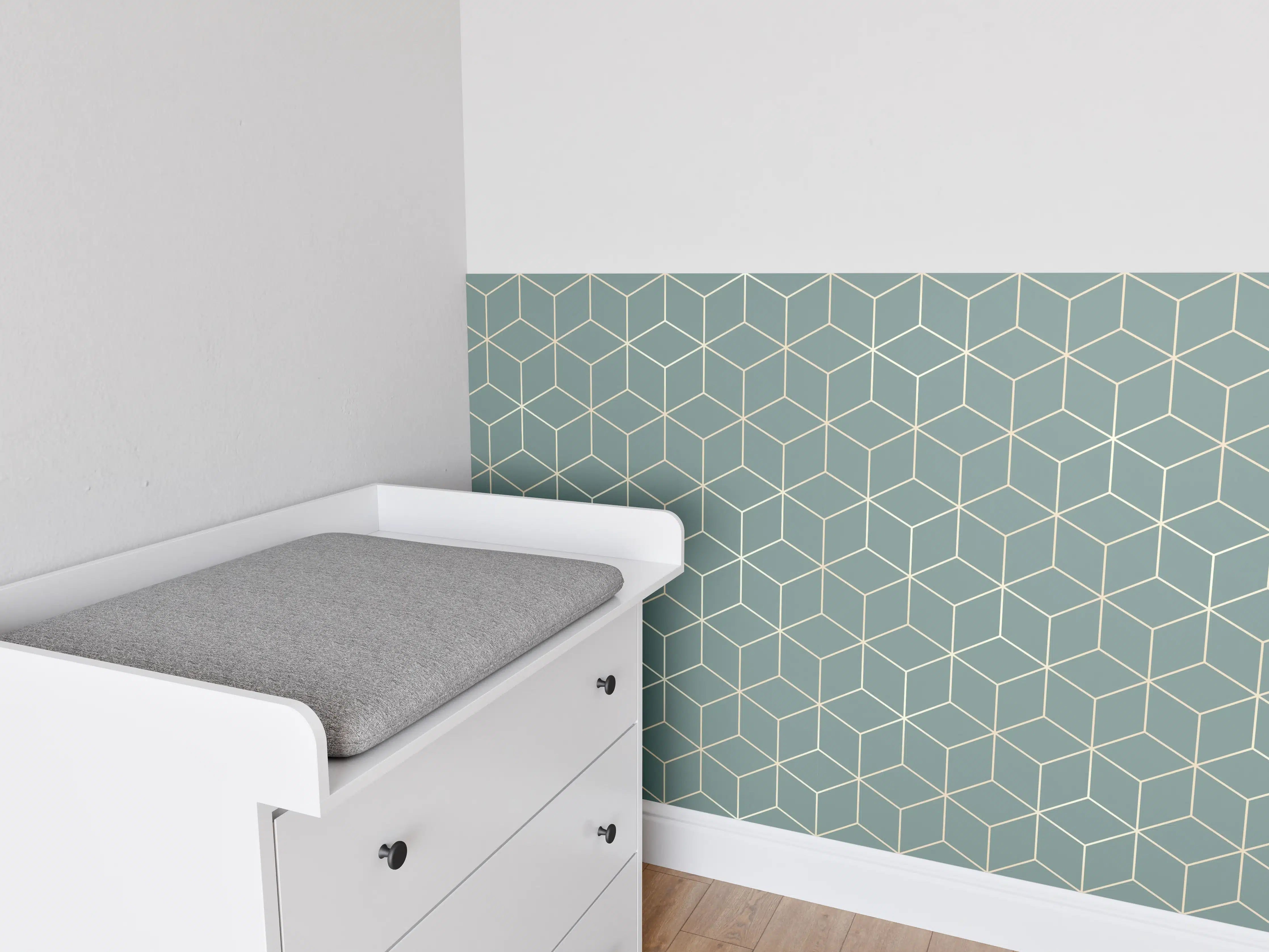 Babyzimmer Wandgestaltung - Türkis-Eleganz-Muster