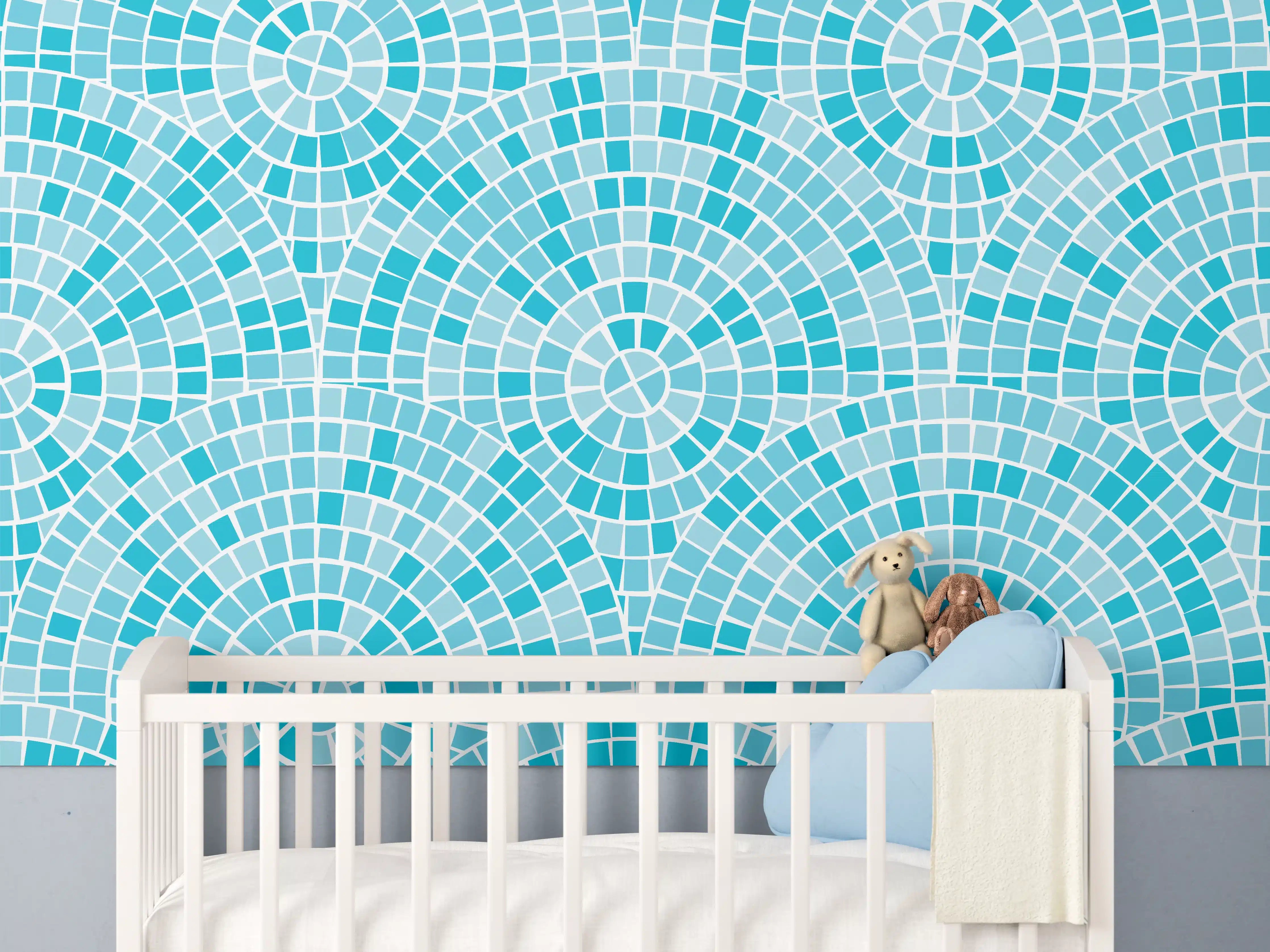 Babyzimmer Wandgestaltung - Türkis Mosaik Fliesen Muster