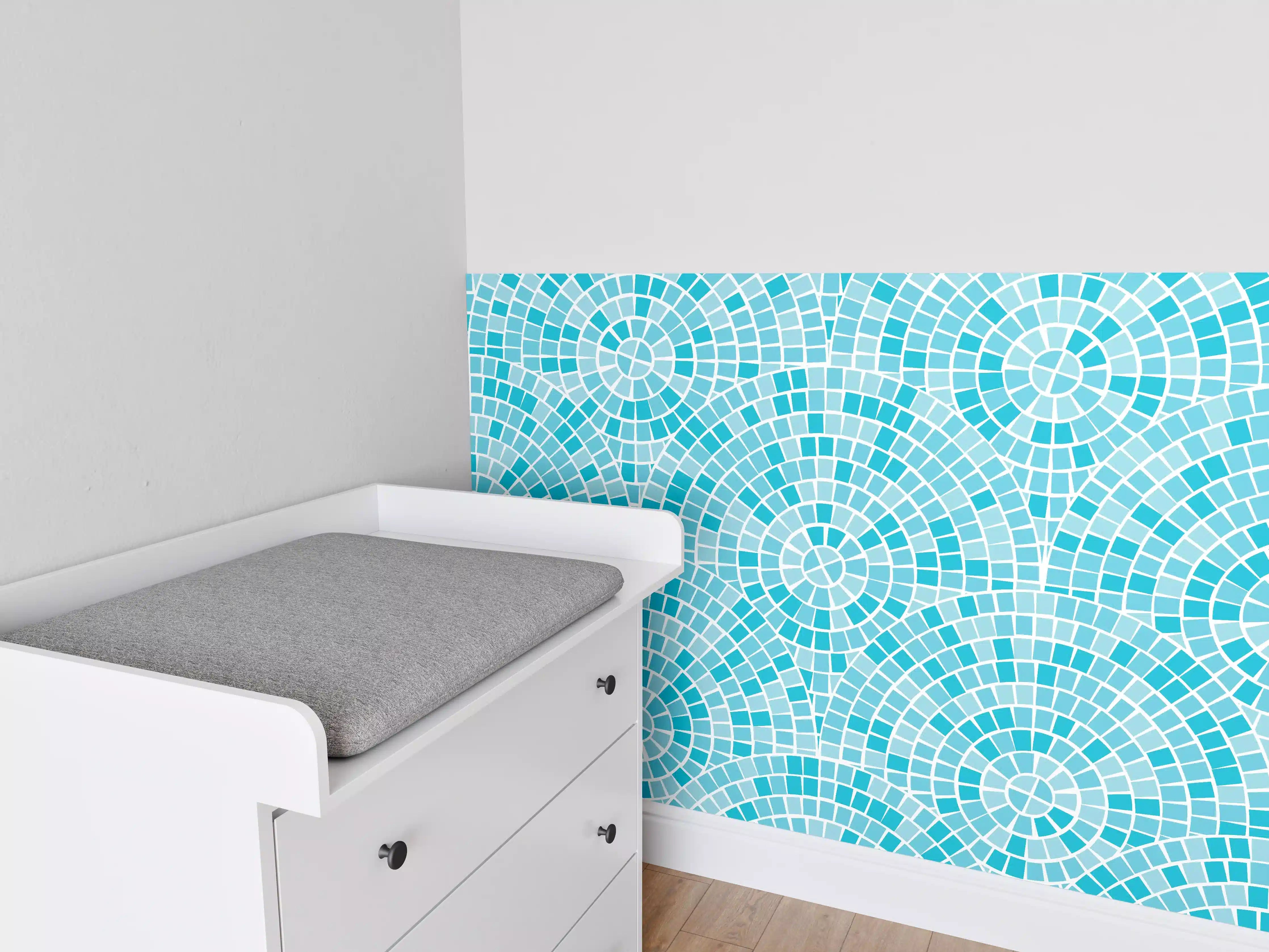 Babyzimmer Wandgestaltung - Türkis Mosaik Fliesen Muster