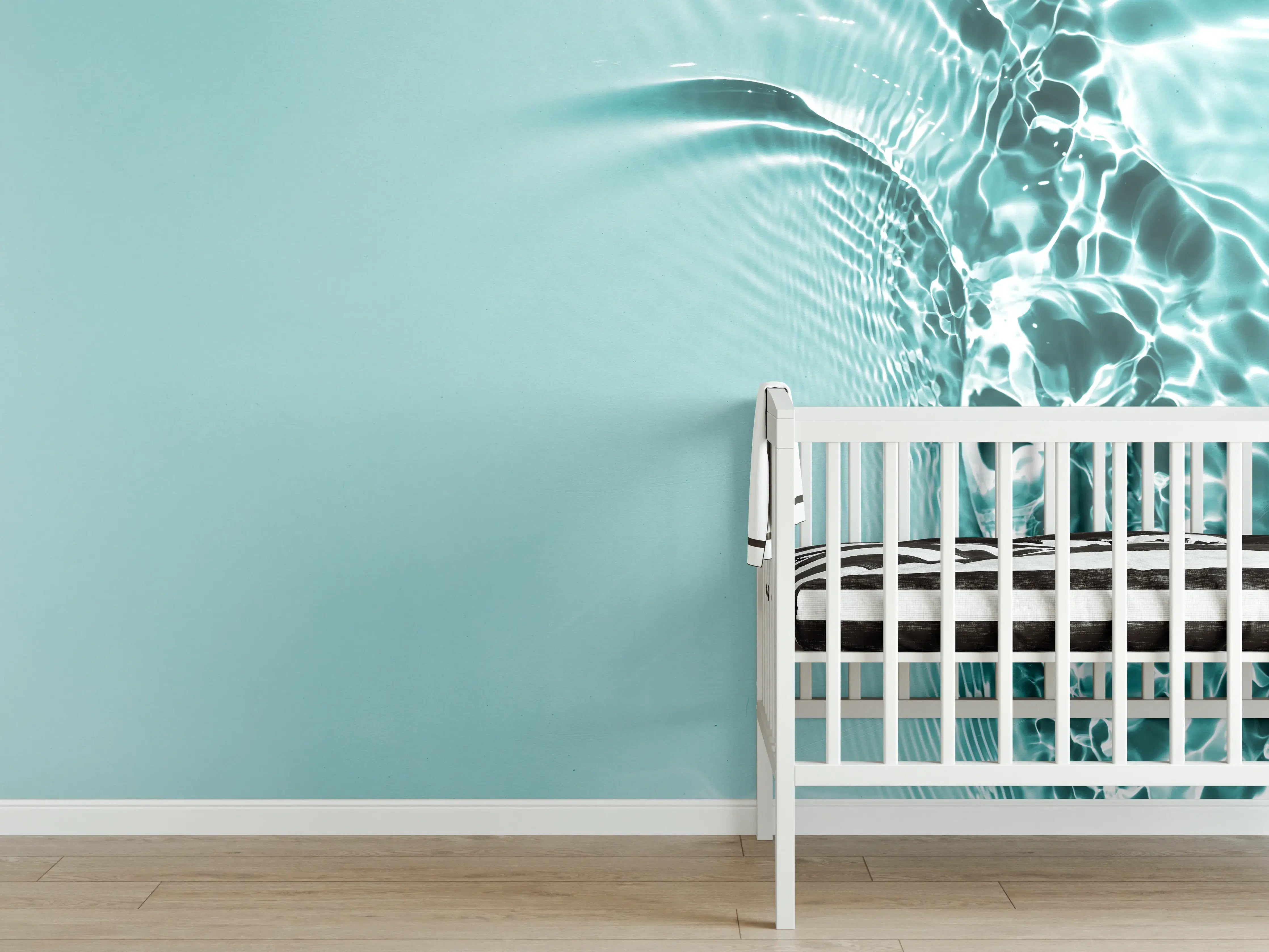 Babyzimmer Wandgestaltung - Türkis Wasser mit blauer Textur