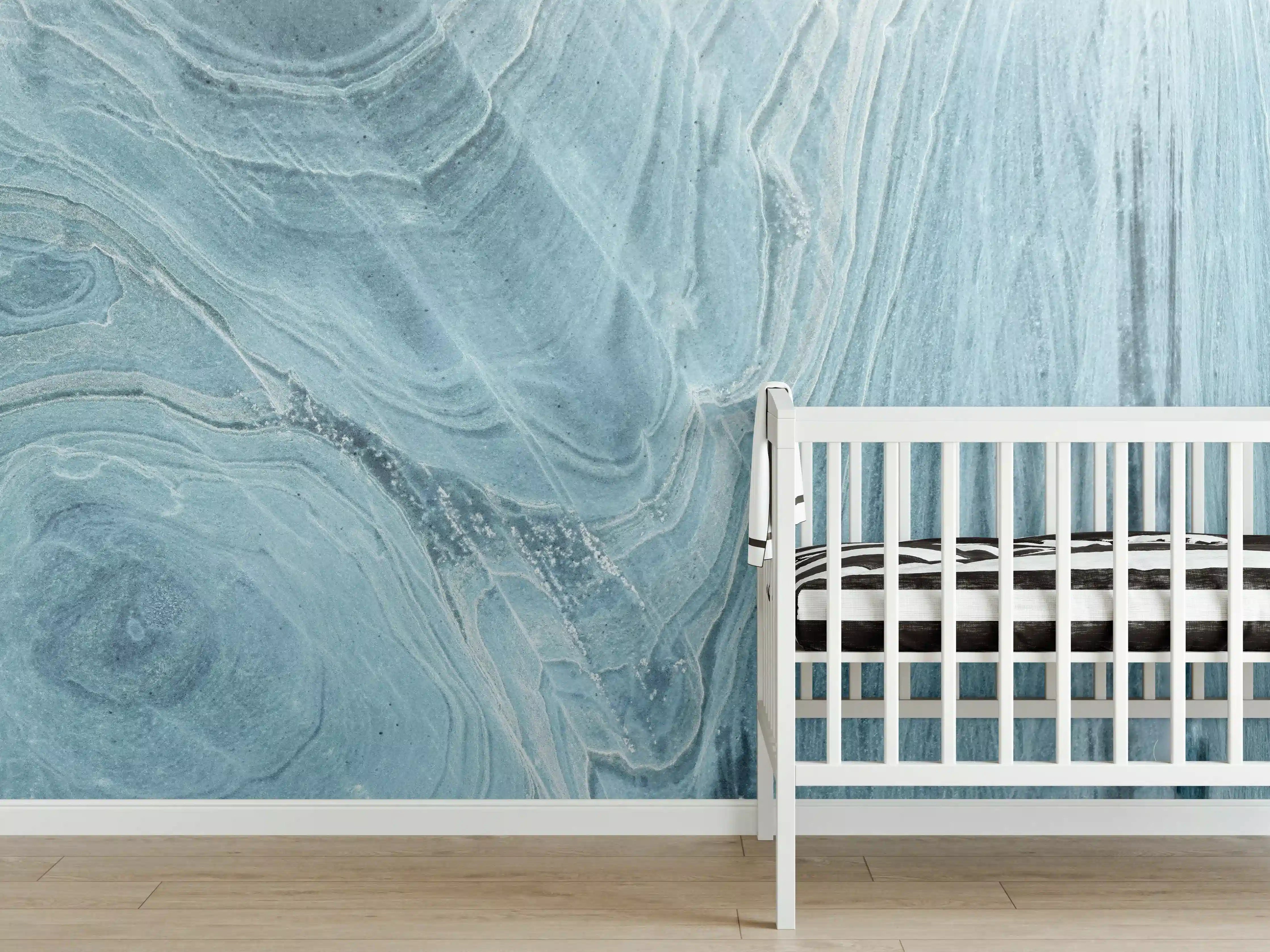 Babyzimmer Wandgestaltung - Türkis-Weißer Marmor