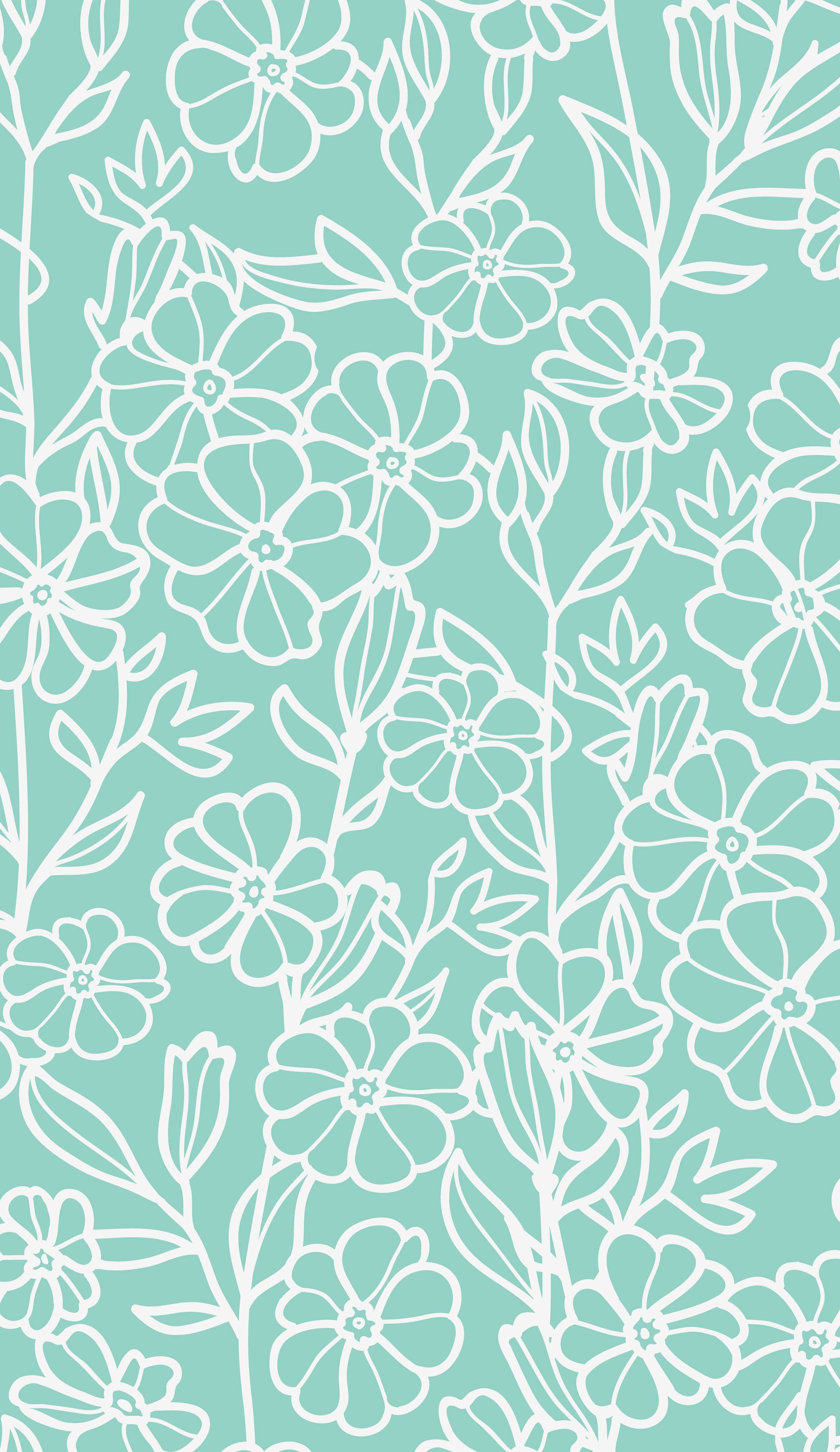 Babyzimmer Wandgestaltung-Türkis-Weißes Blumenmuster