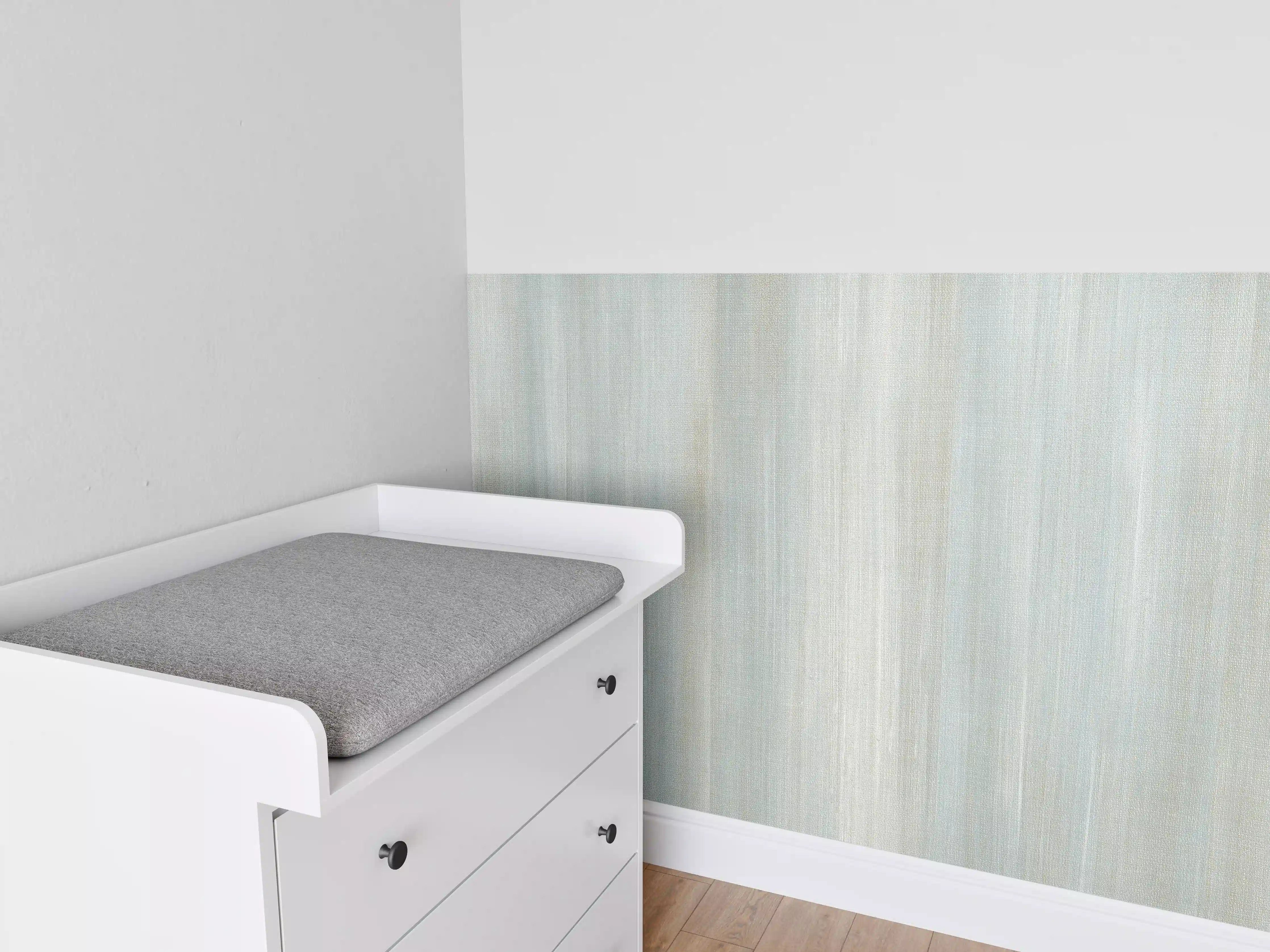 Babyzimmer Wandgestaltung - Türkis gräulicher Struktur-Tapete 