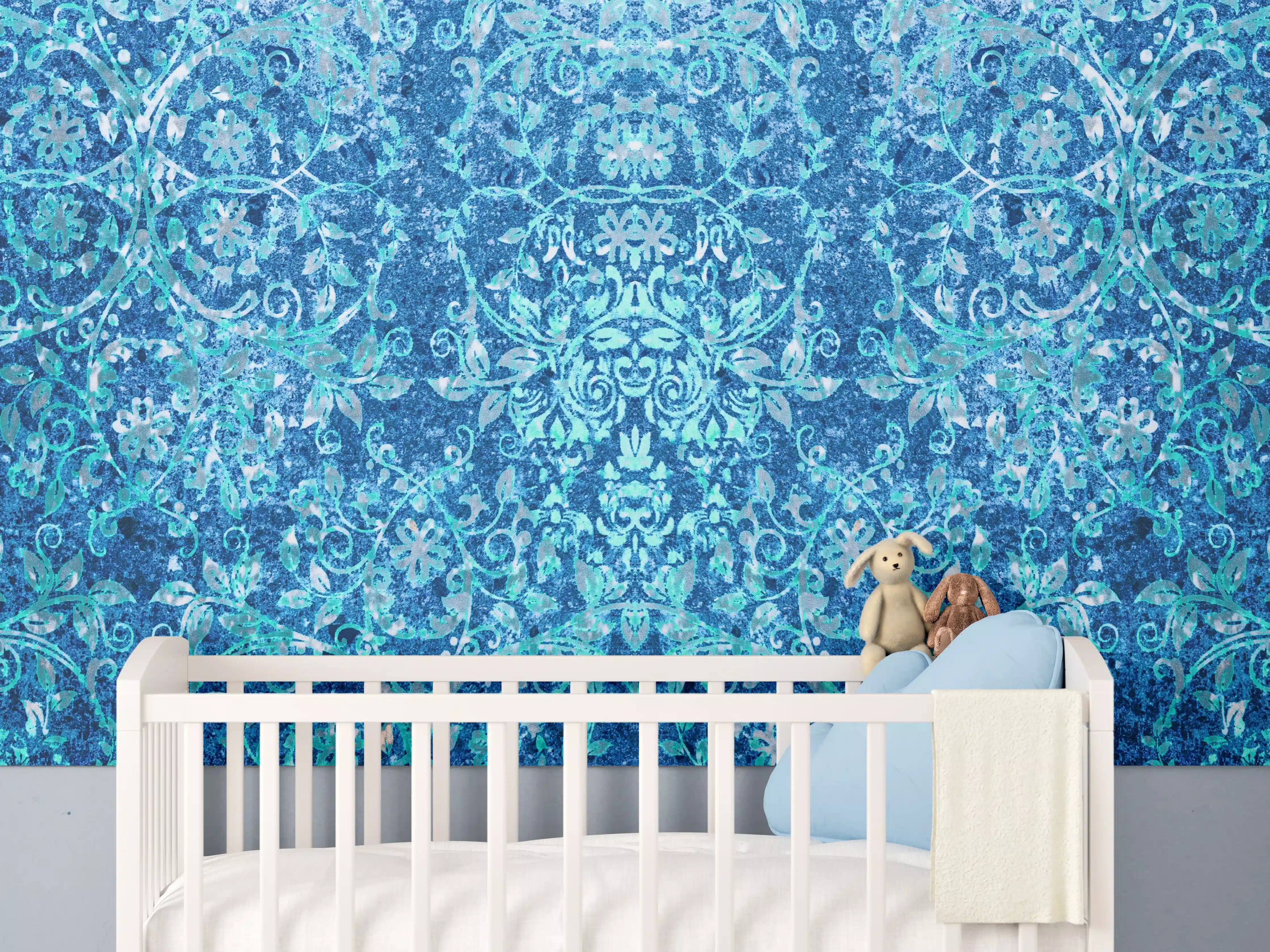 Babyzimmer Wandgestaltung - Türkise Aquamarin Wand Textur