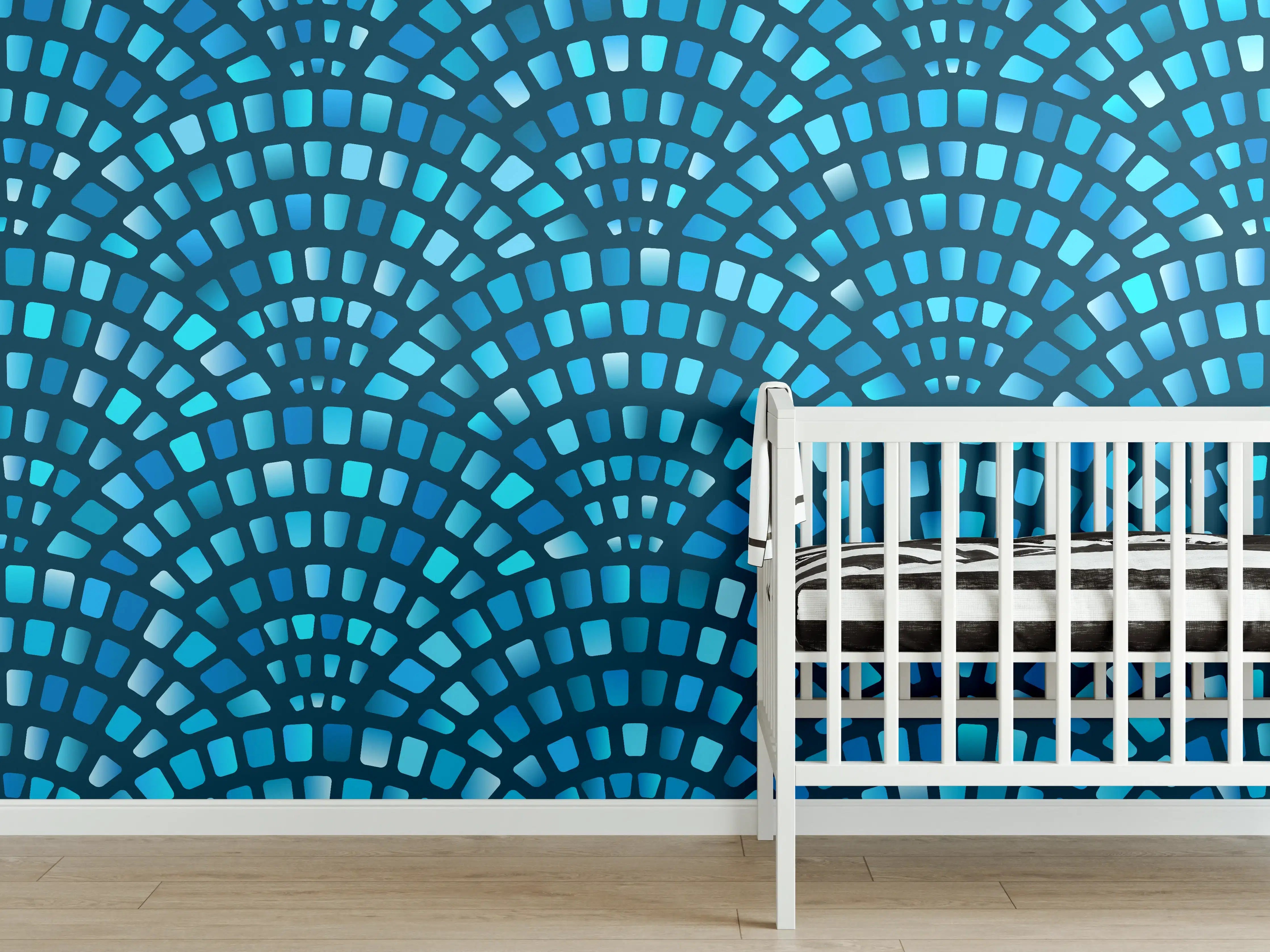 Babyzimmer Wandgestaltung - Türkise Fischschuppen-Mosaiktextur