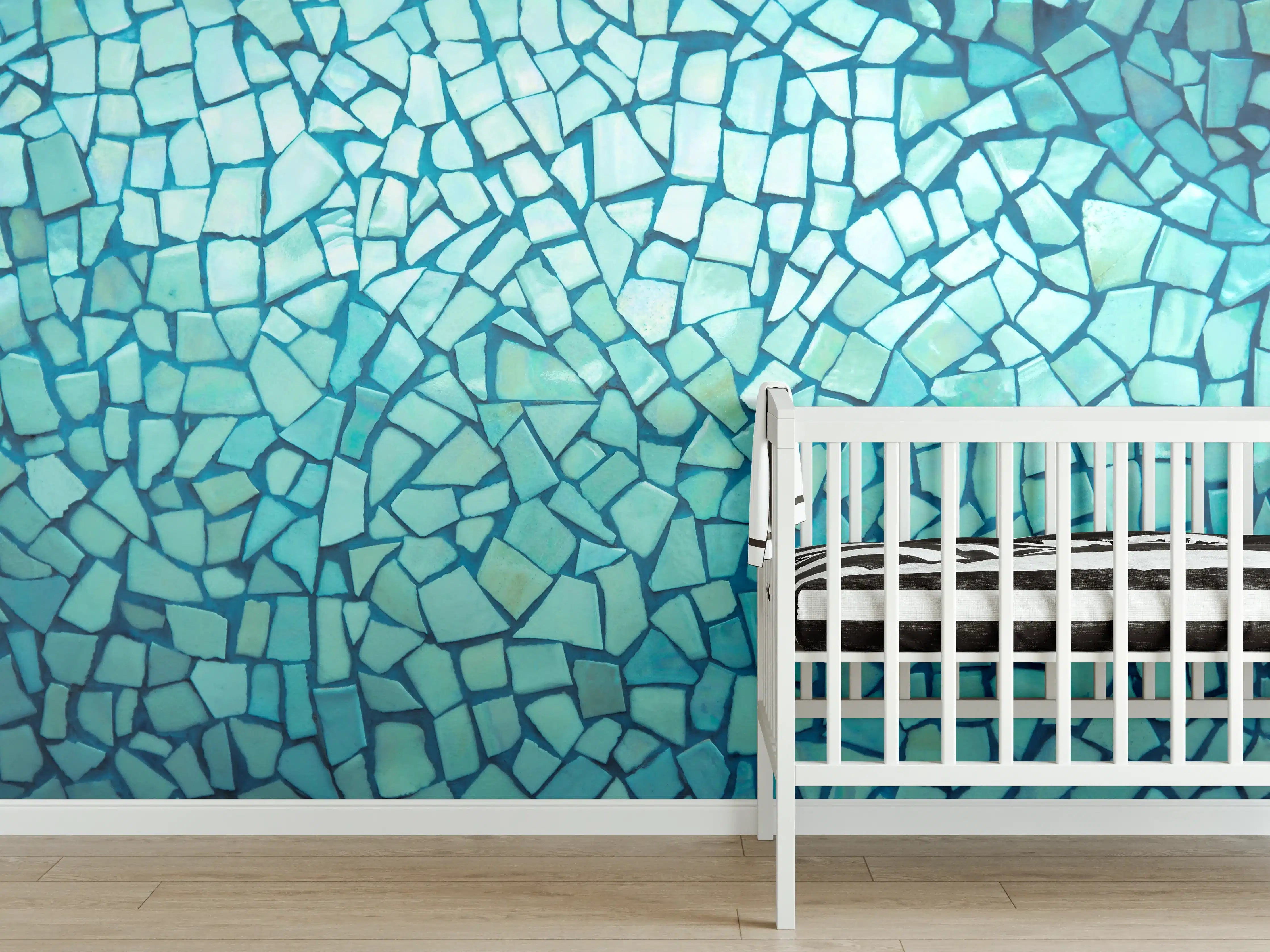 Babyzimmer Wandgestaltung - Türkise Fliesen Mosaik