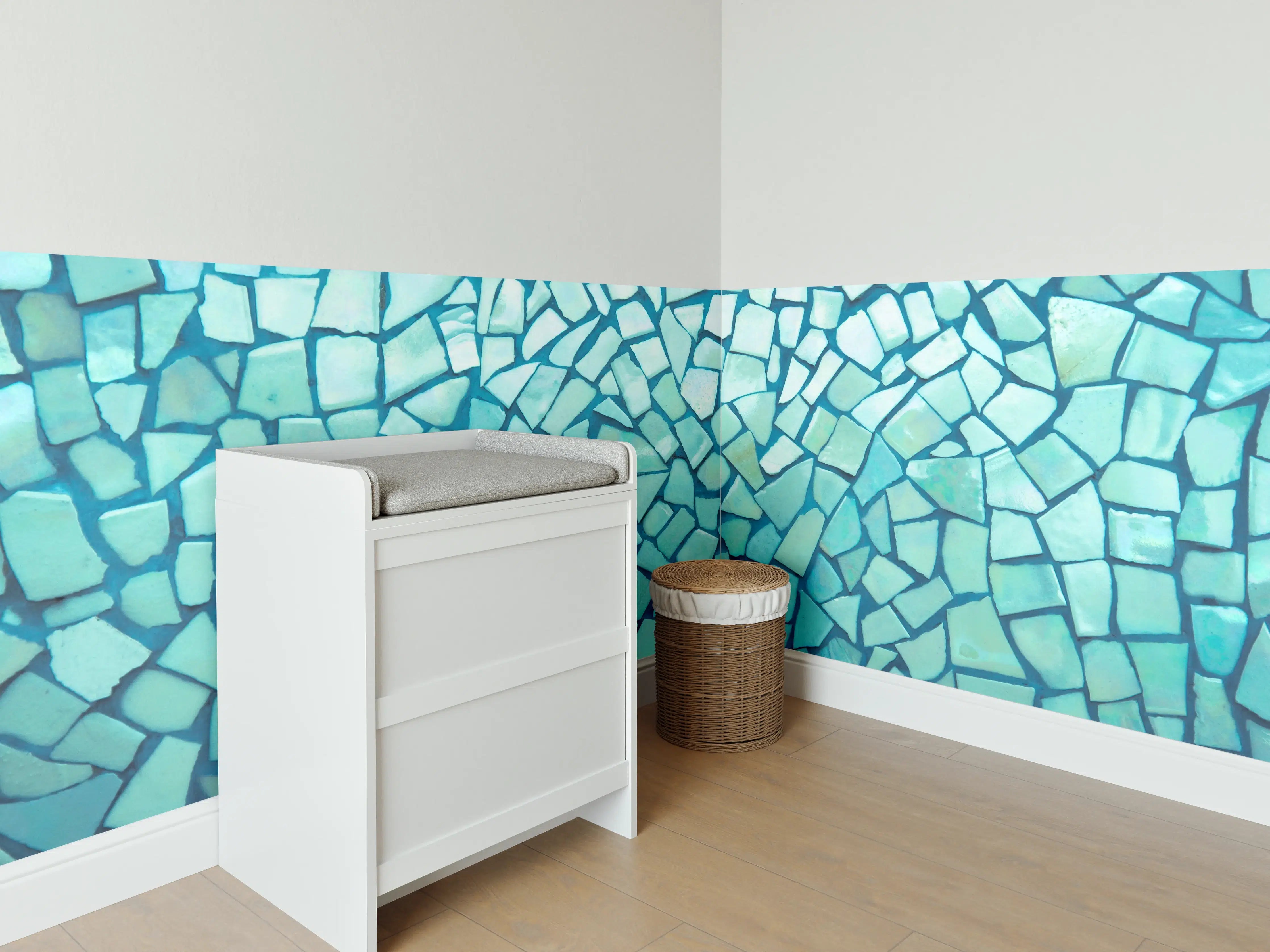 Babyzimmer Wandgestaltung - Türkise Fliesen Mosaik
