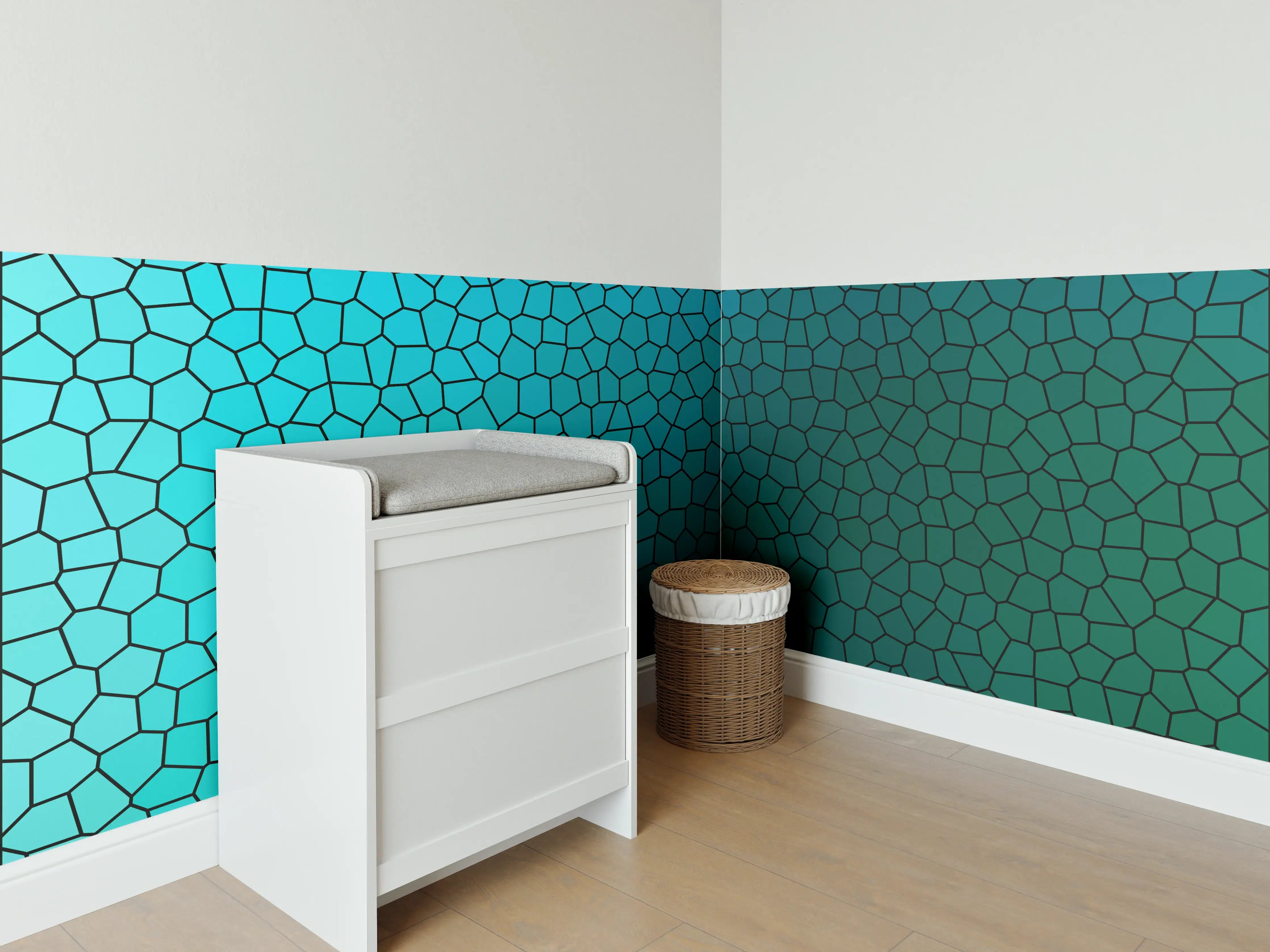 Babyzimmer Wandgestaltung - Türkises Fliesenmuster - Mosaik