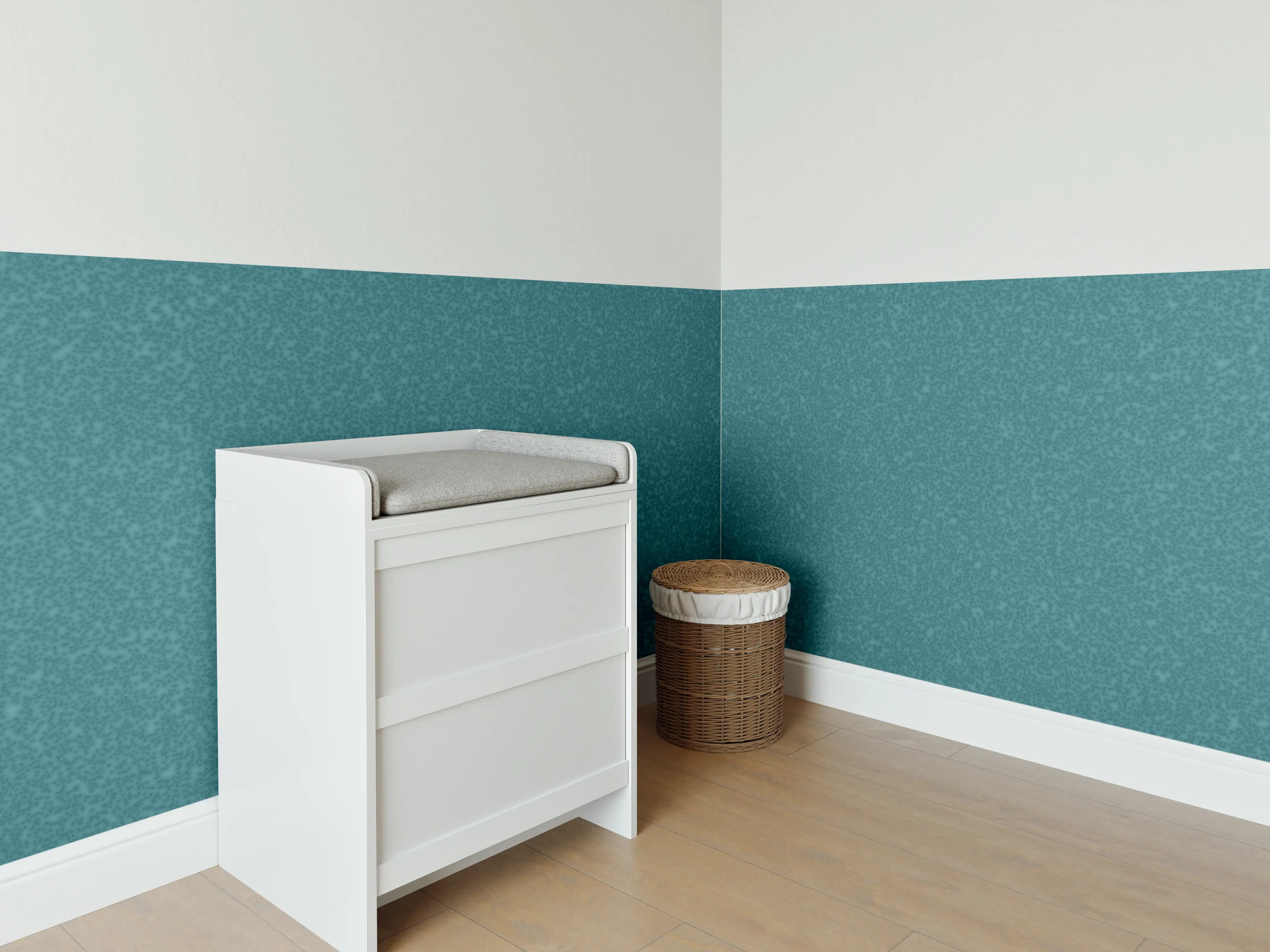 Babyzimmer Wandgestaltung - Türkisfarbene Pinselstriche mit Textur