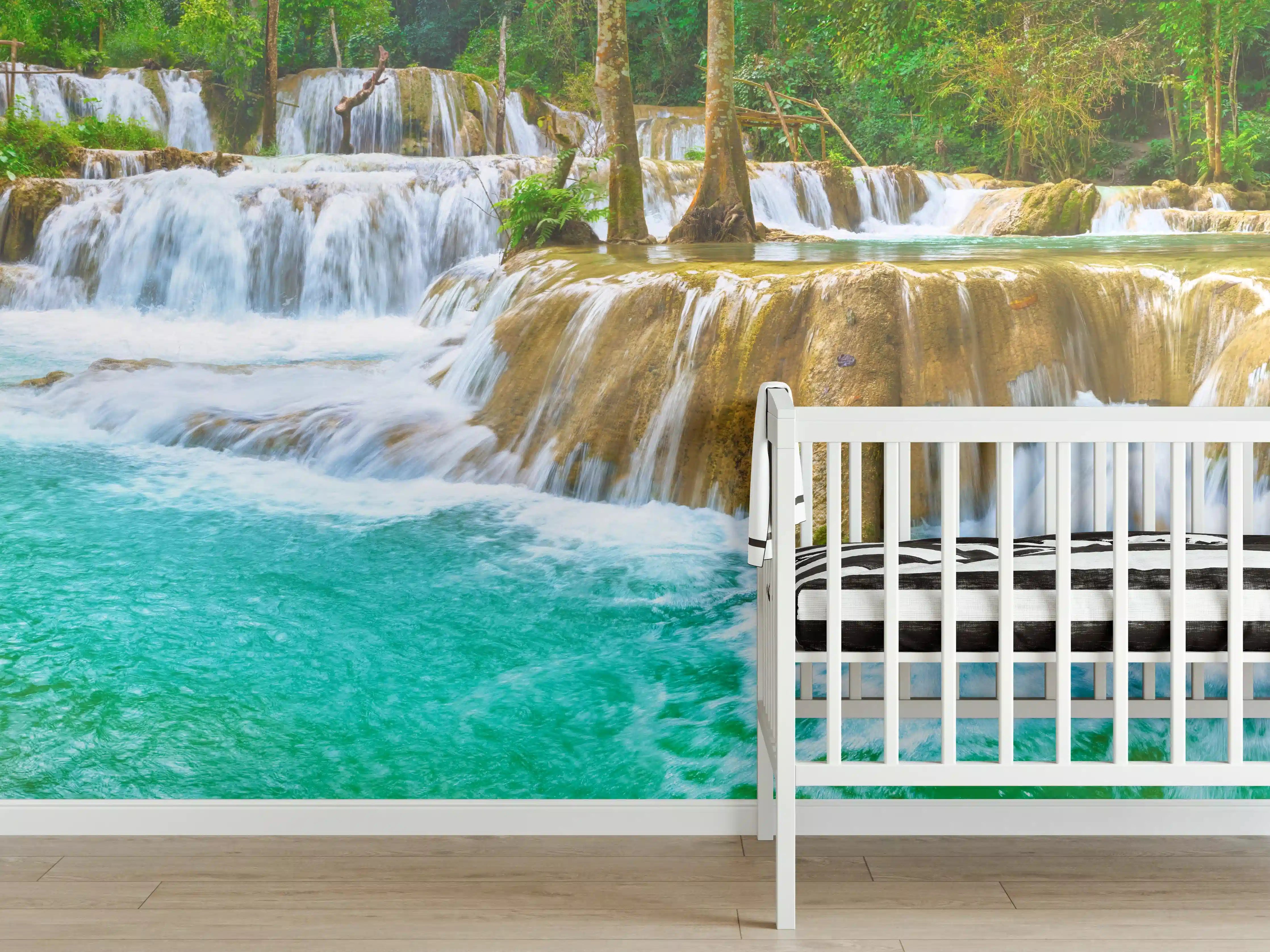 Babyzimmer Wandgestaltung - Türkisgrüner Stufen-Wasserfall