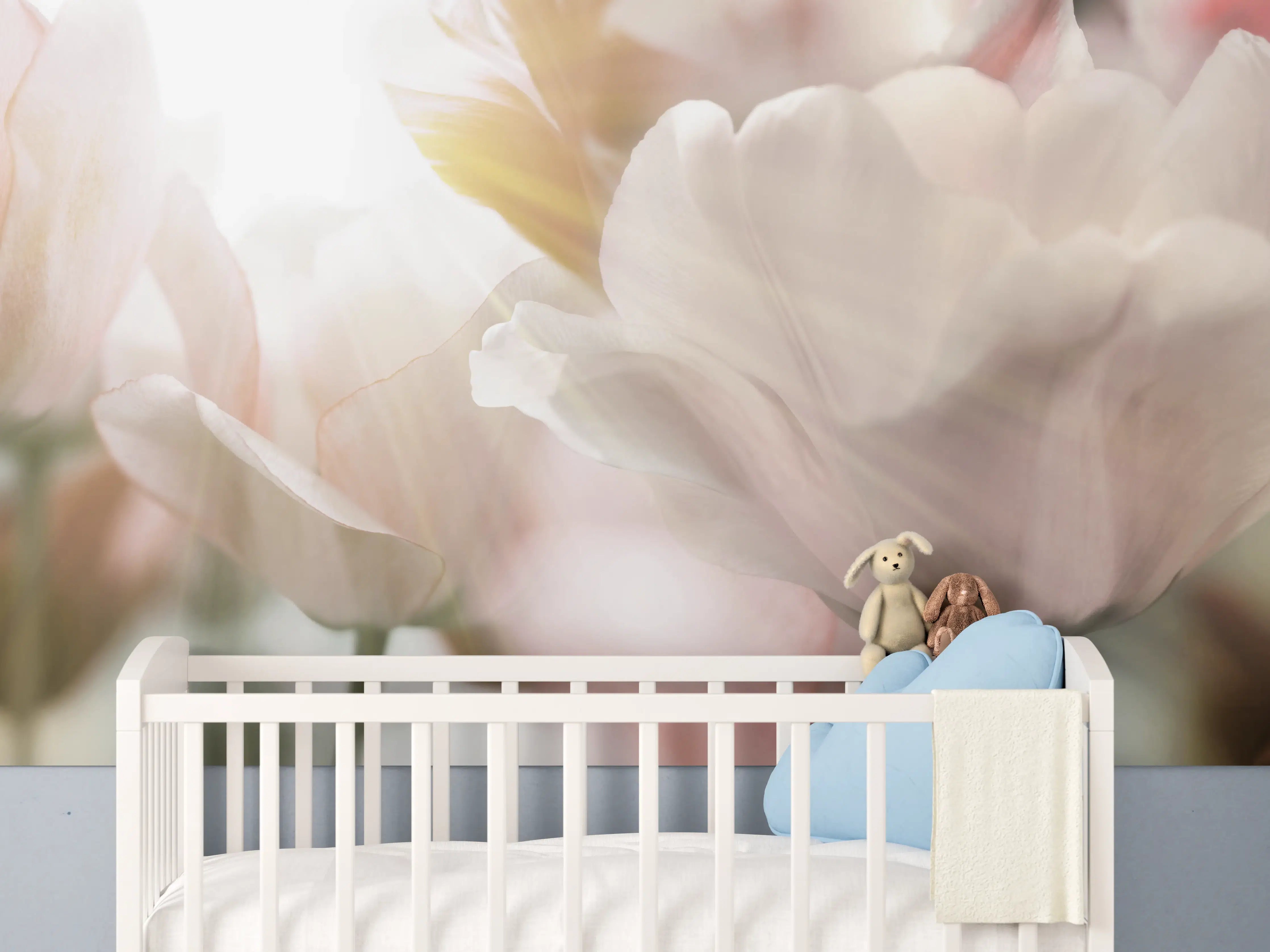 Babyzimmer Wandgestaltung - Tulpen in Sonnenstrahlen