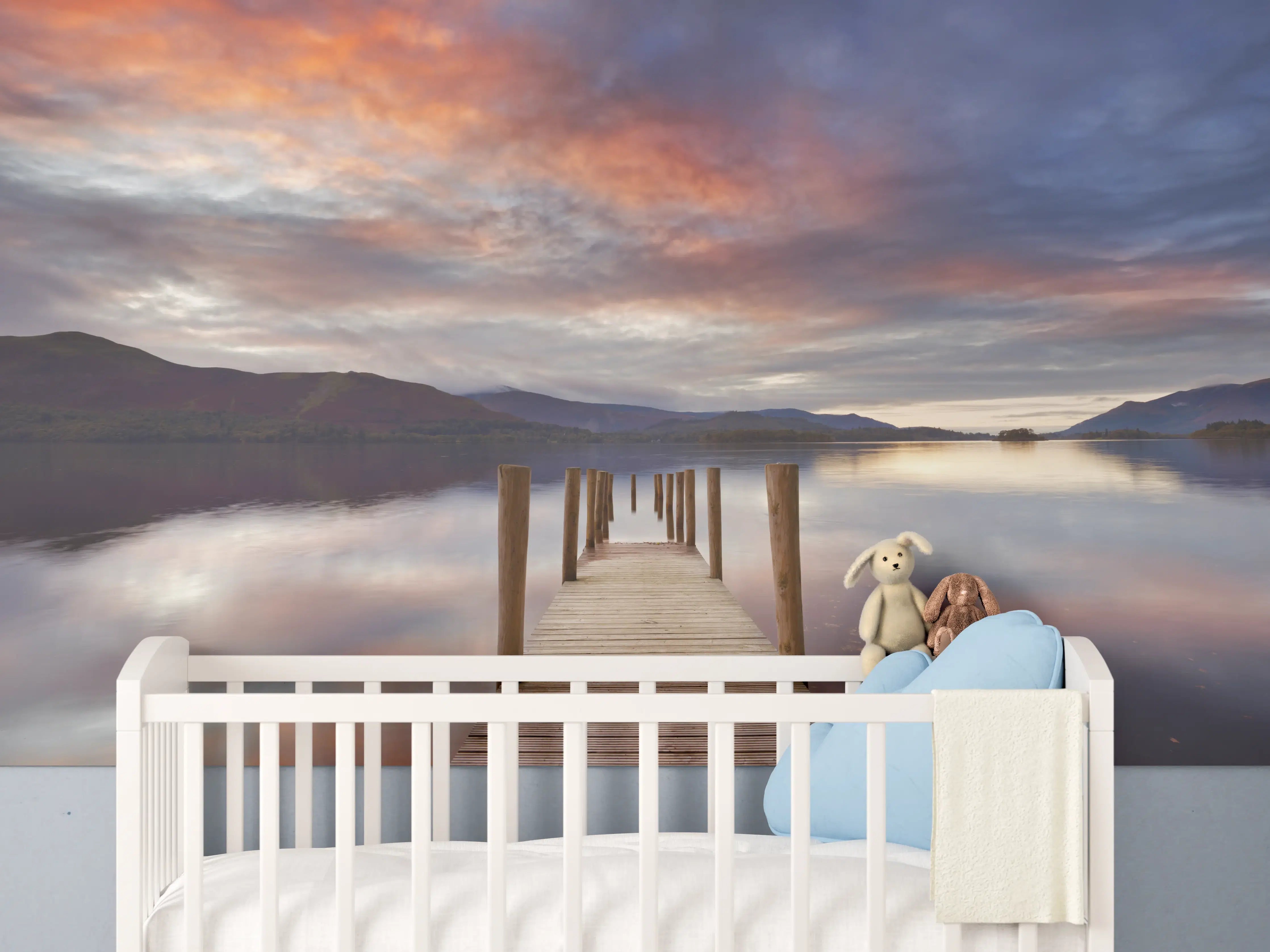 Babyzimmer Wandgestaltung - Überschwemmter Steg in Derwent Water