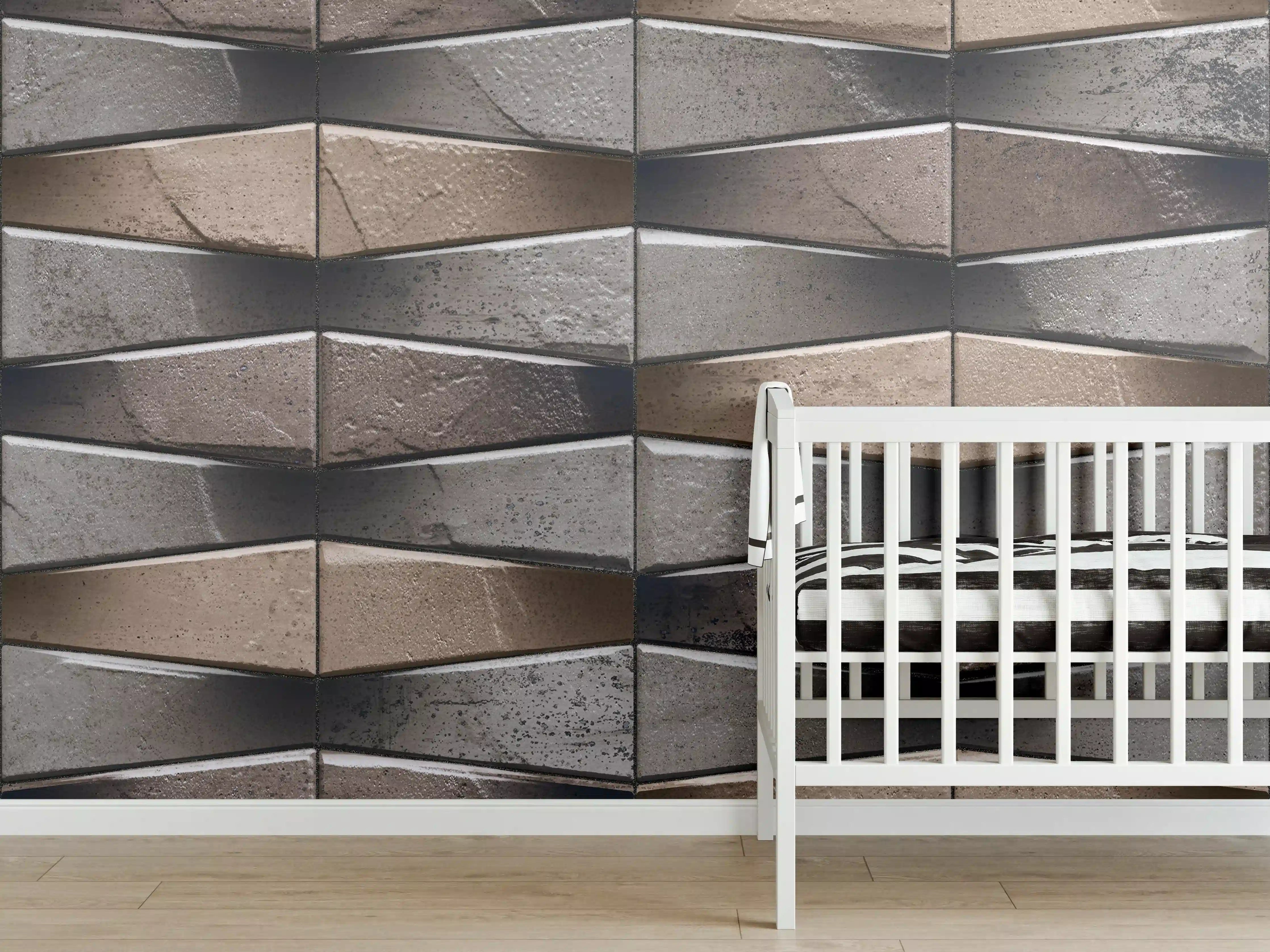 Babyzimmer Wandgestaltung - Unebene dunkle Steinwand