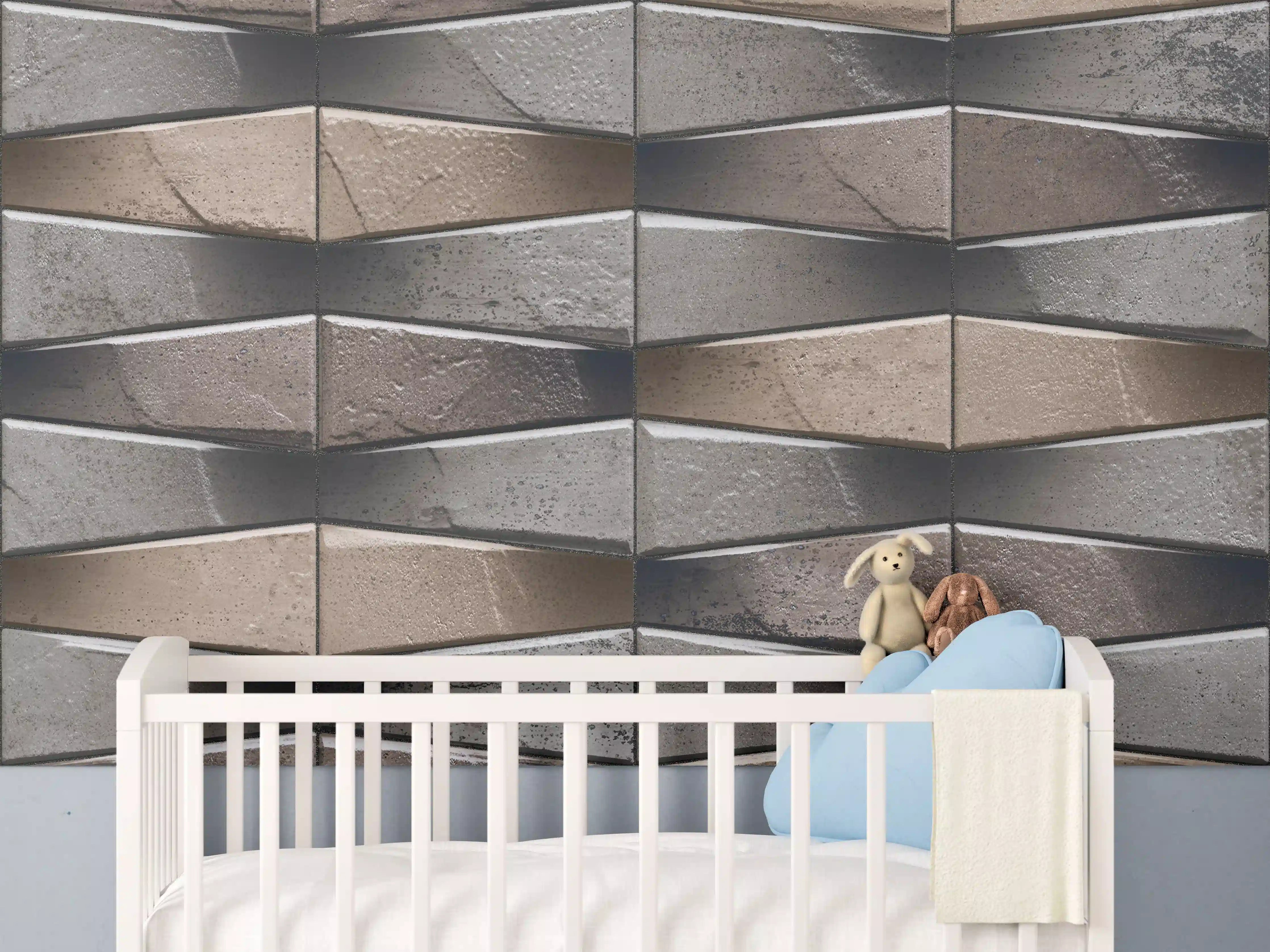 Babyzimmer Wandgestaltung - Unebene dunkle Steinwand