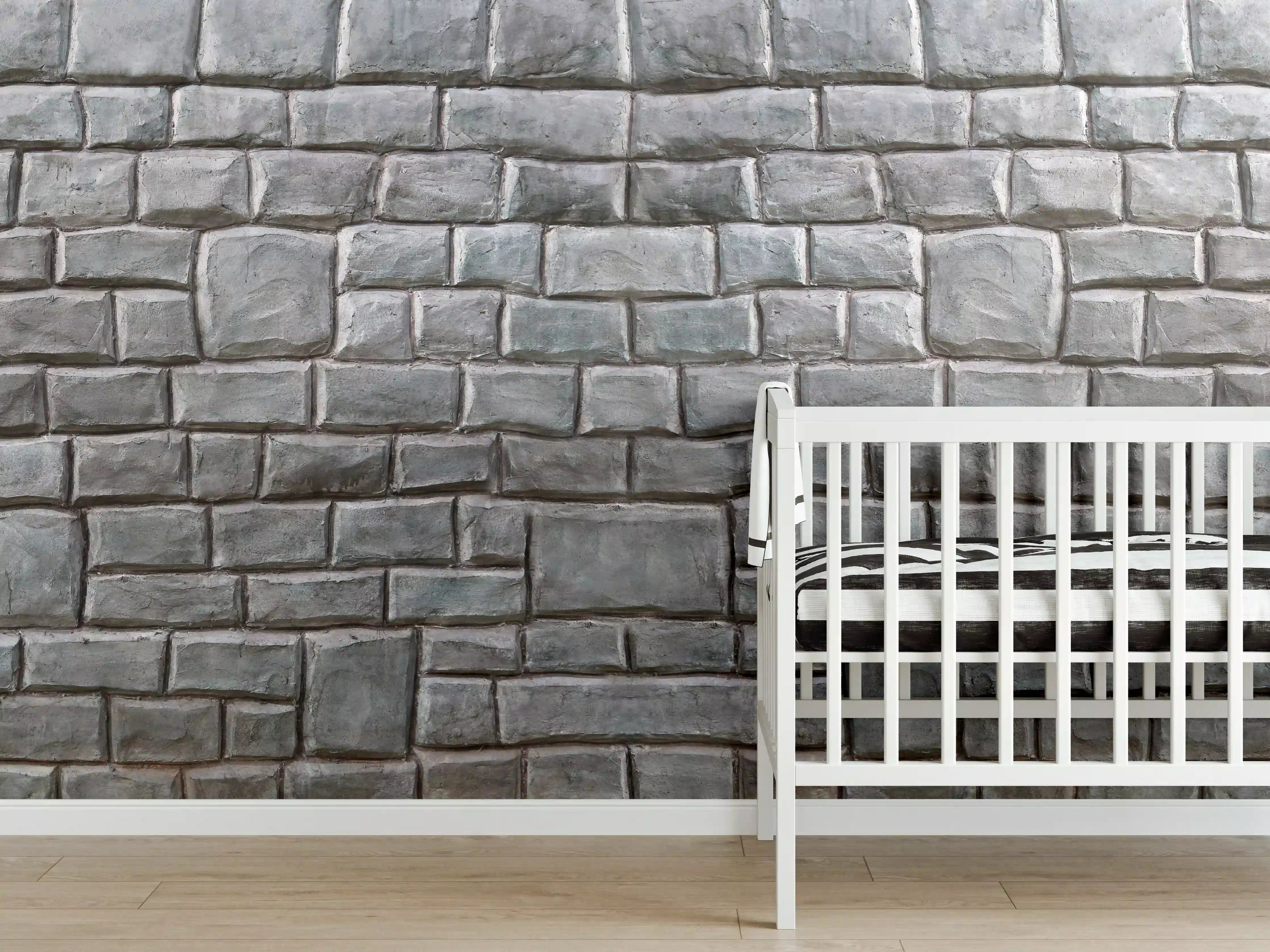 Babyzimmer Wandgestaltung - Ungleichmäßig große Zementblöcke