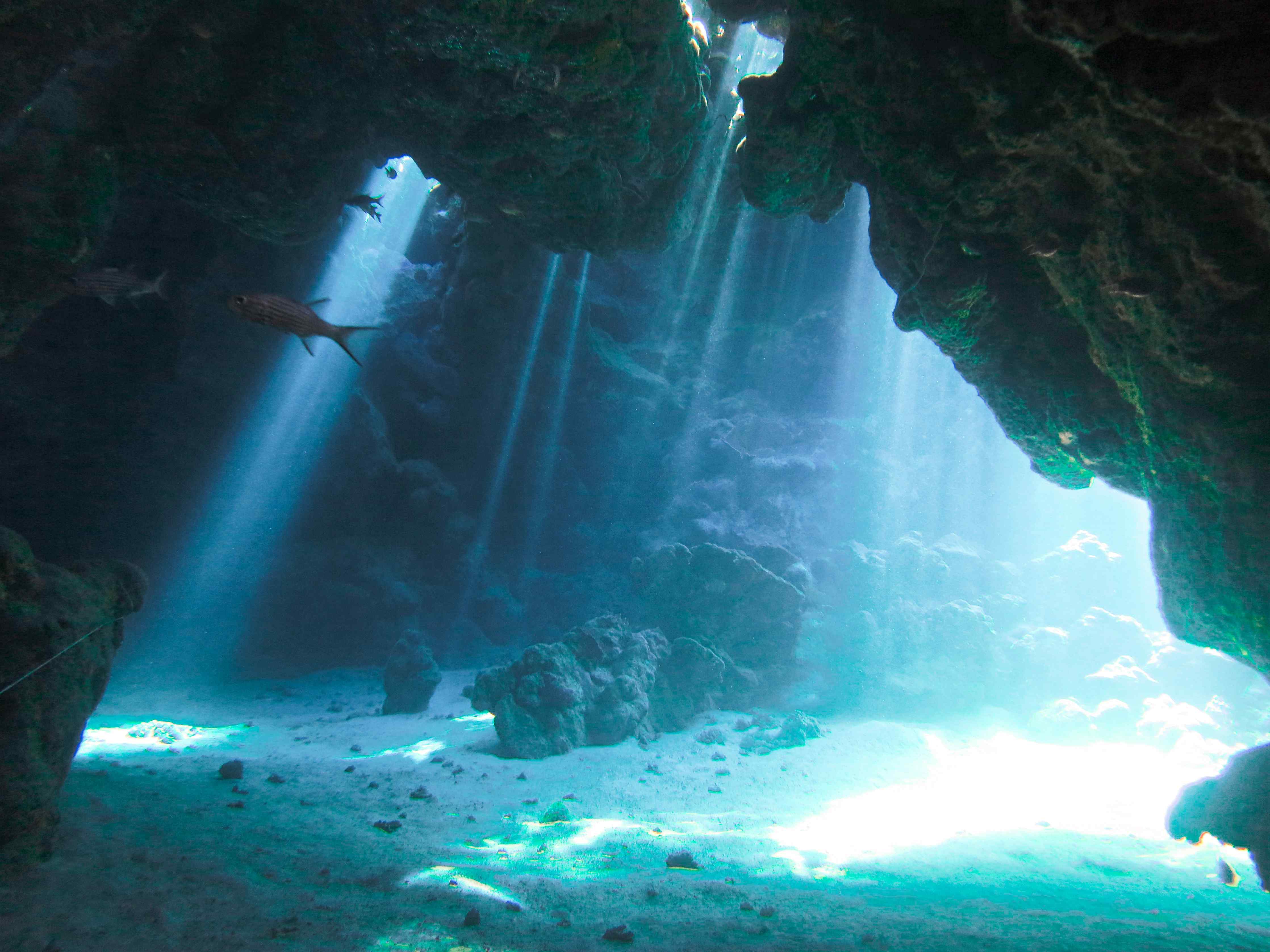 Babyzimmer Wandgestaltung-Unterwasserhöhle mit Sonnenstrahlen - Japan