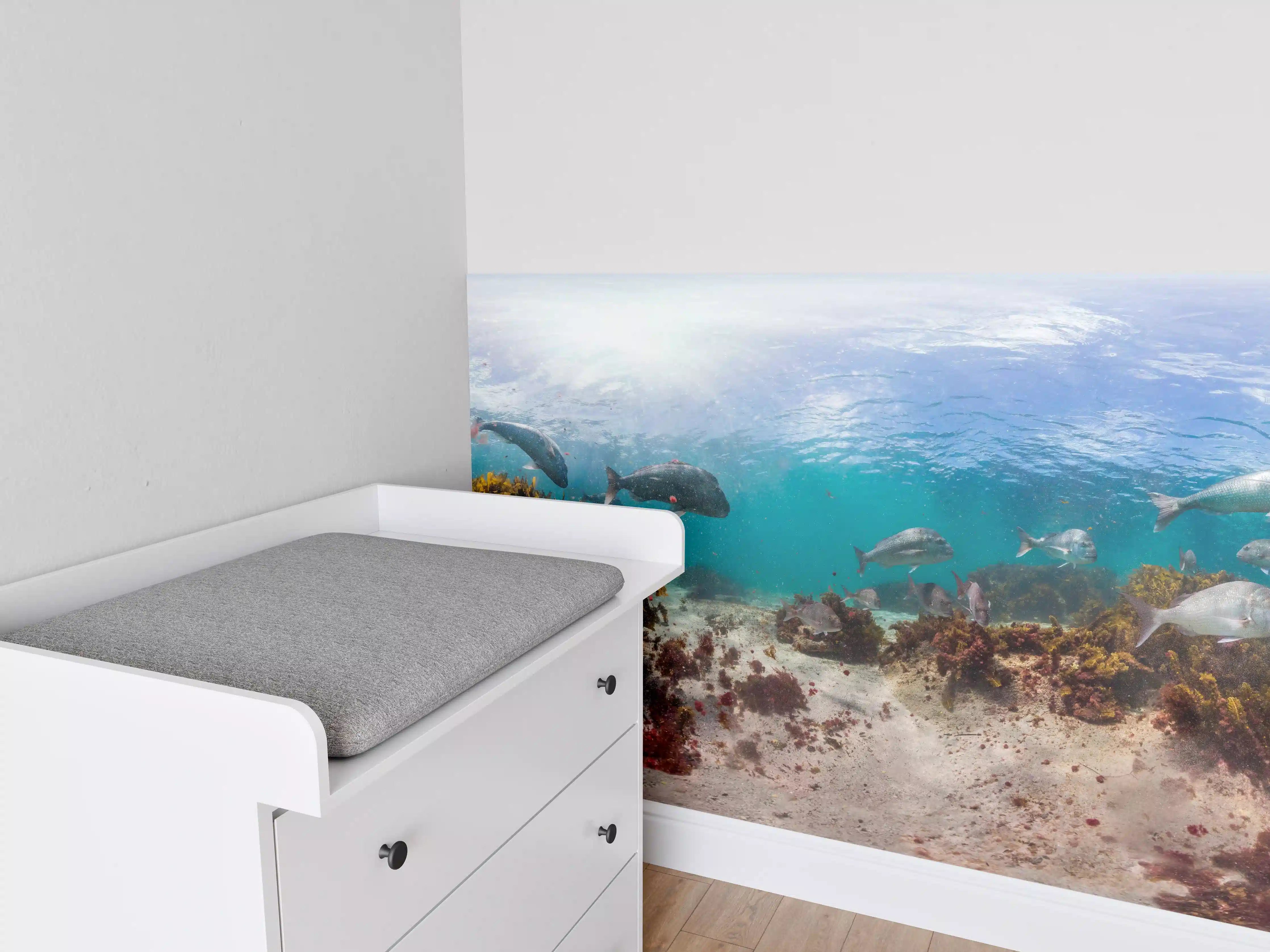 Babyzimmer Wandgestaltung - Unterwasserwelt mit Fischen und Korallen