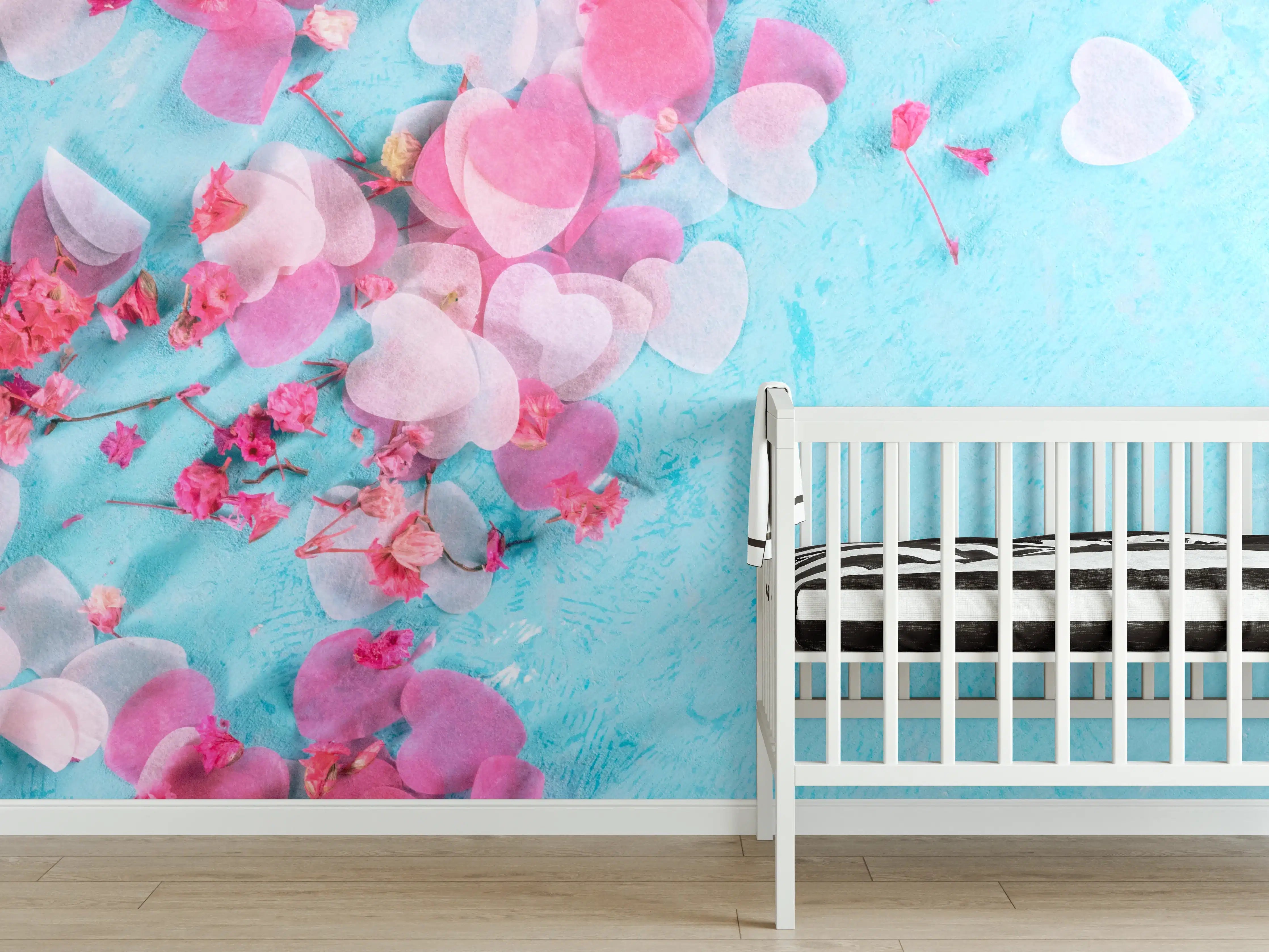 Babyzimmer Wandgestaltung - Valentinstag Panorama Blau Rosa