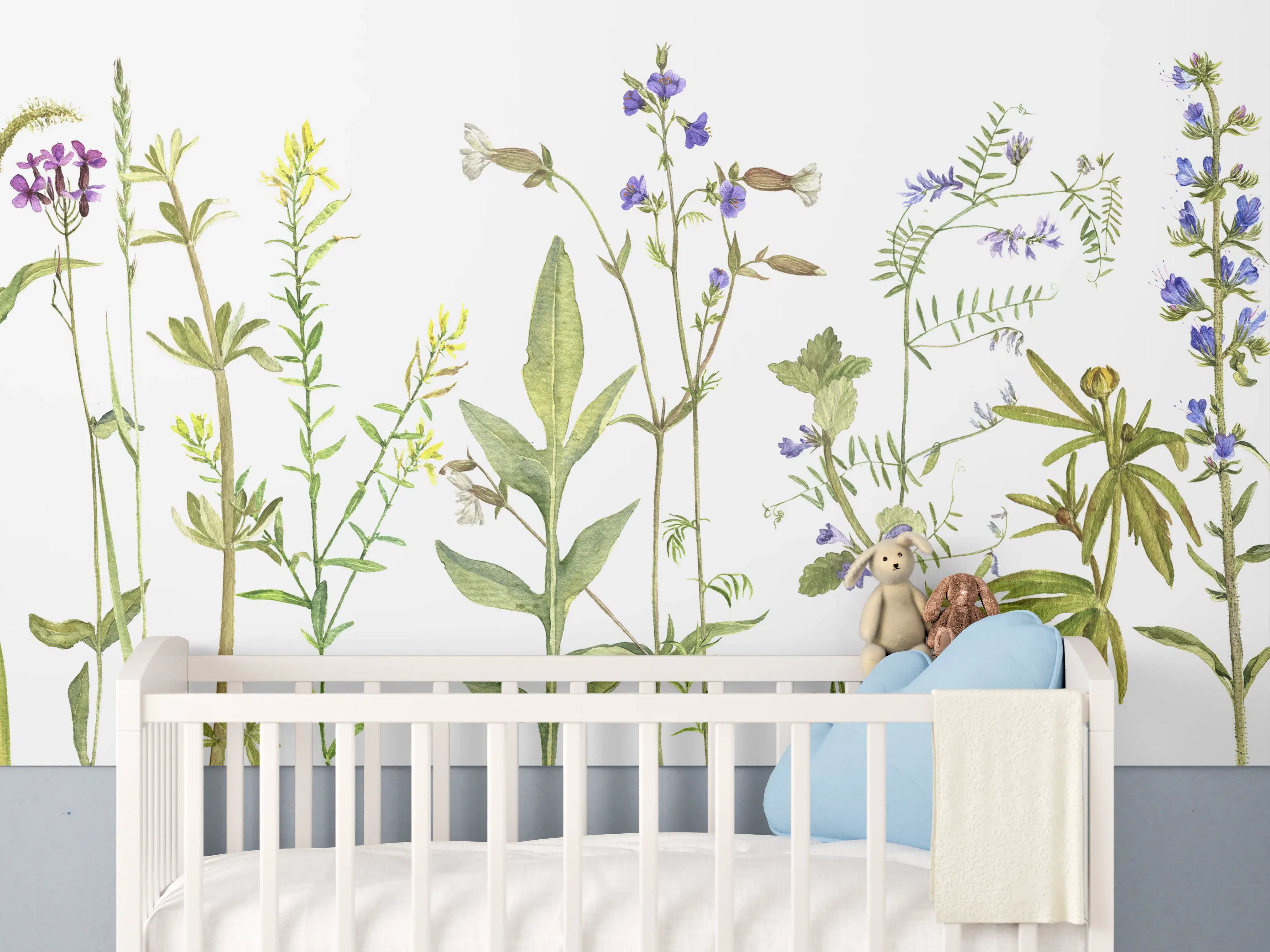 Babyzimmer Wandgestaltung - Veilchen im Wald