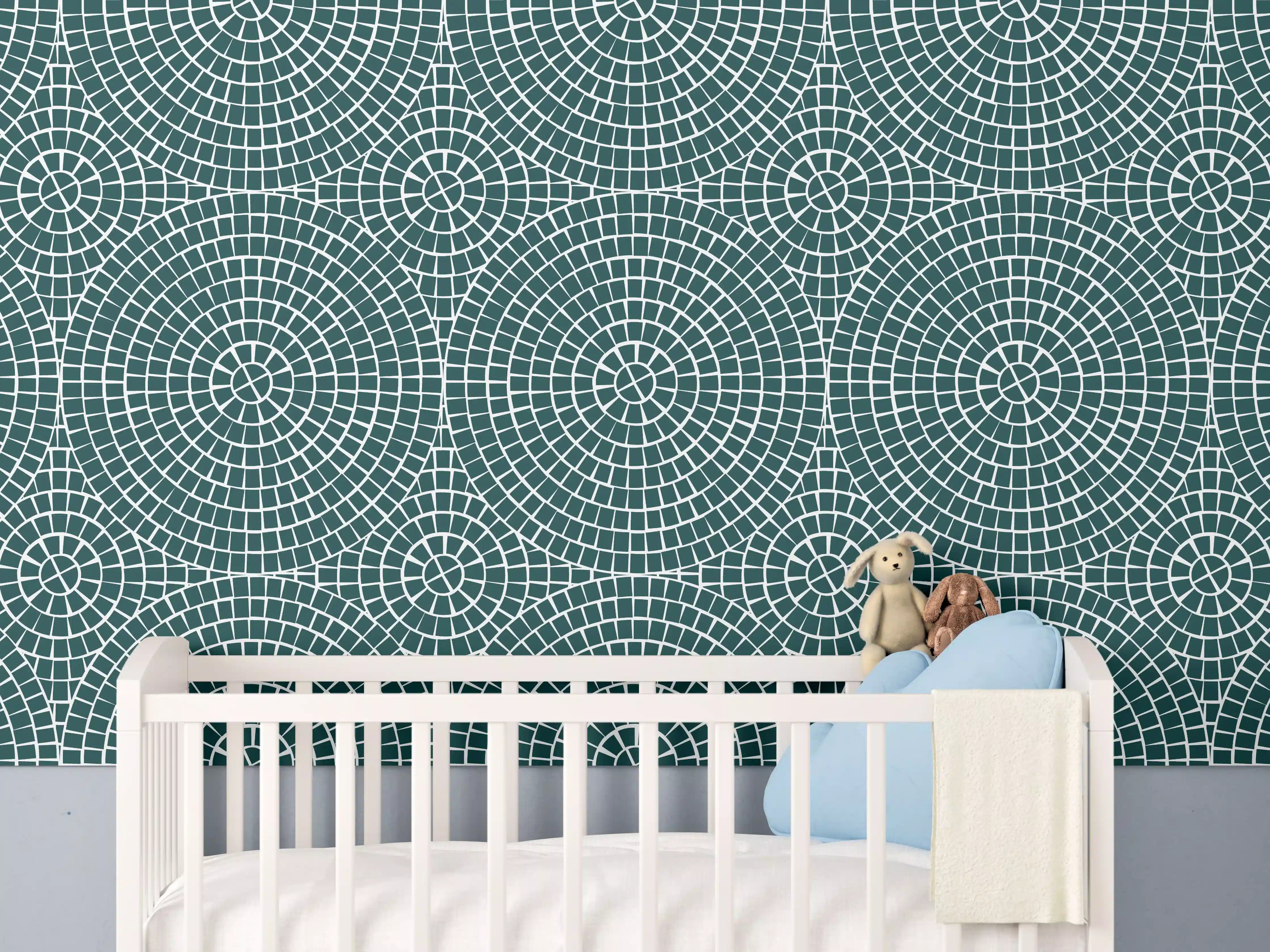 Babyzimmer Wandgestaltung - Verde petrol Mosaik für Ihre Wandgestaltung