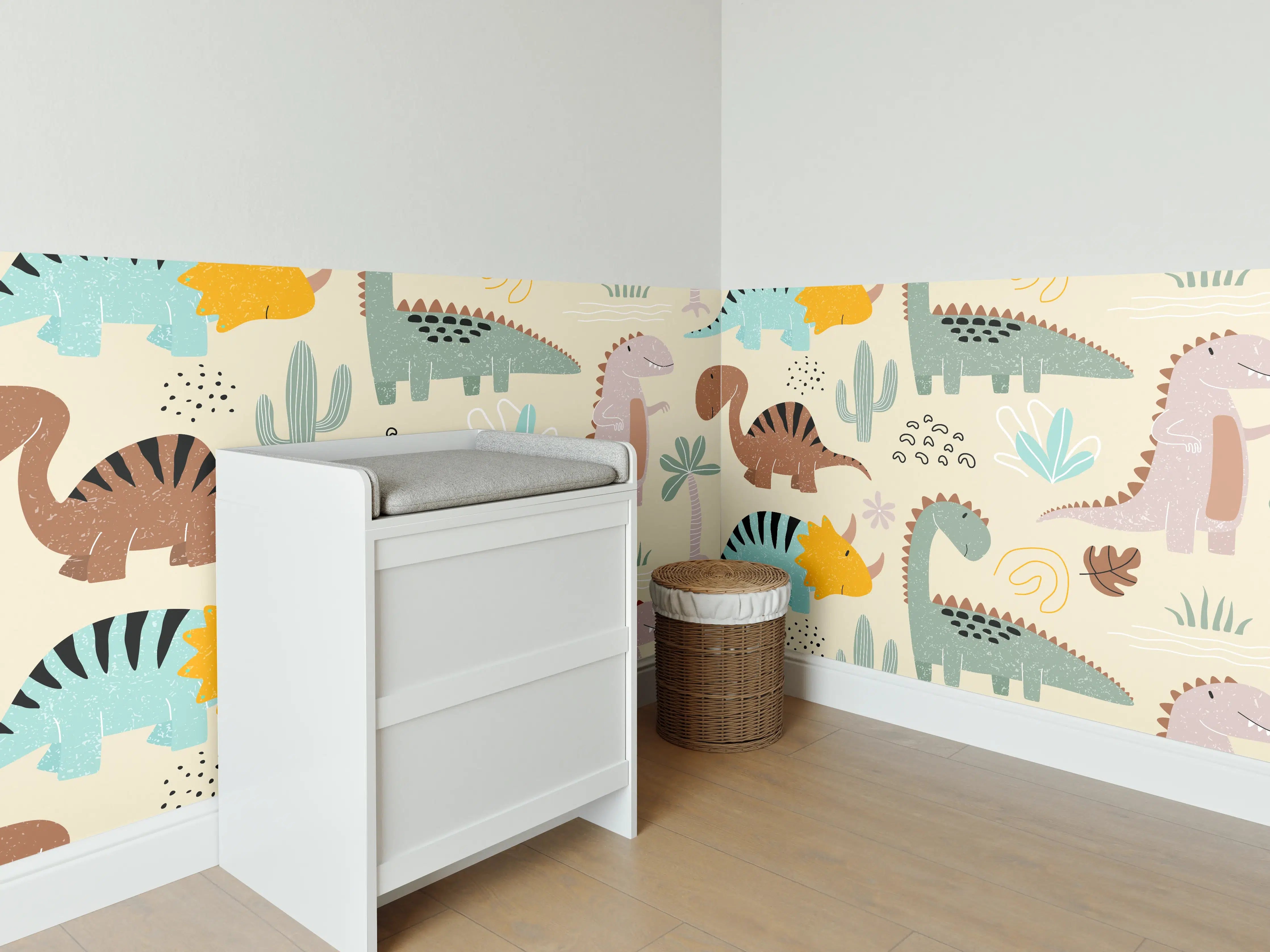 Babyzimmer Wandgestaltung - Verspielte Dschungeltiere in Pastellfarben