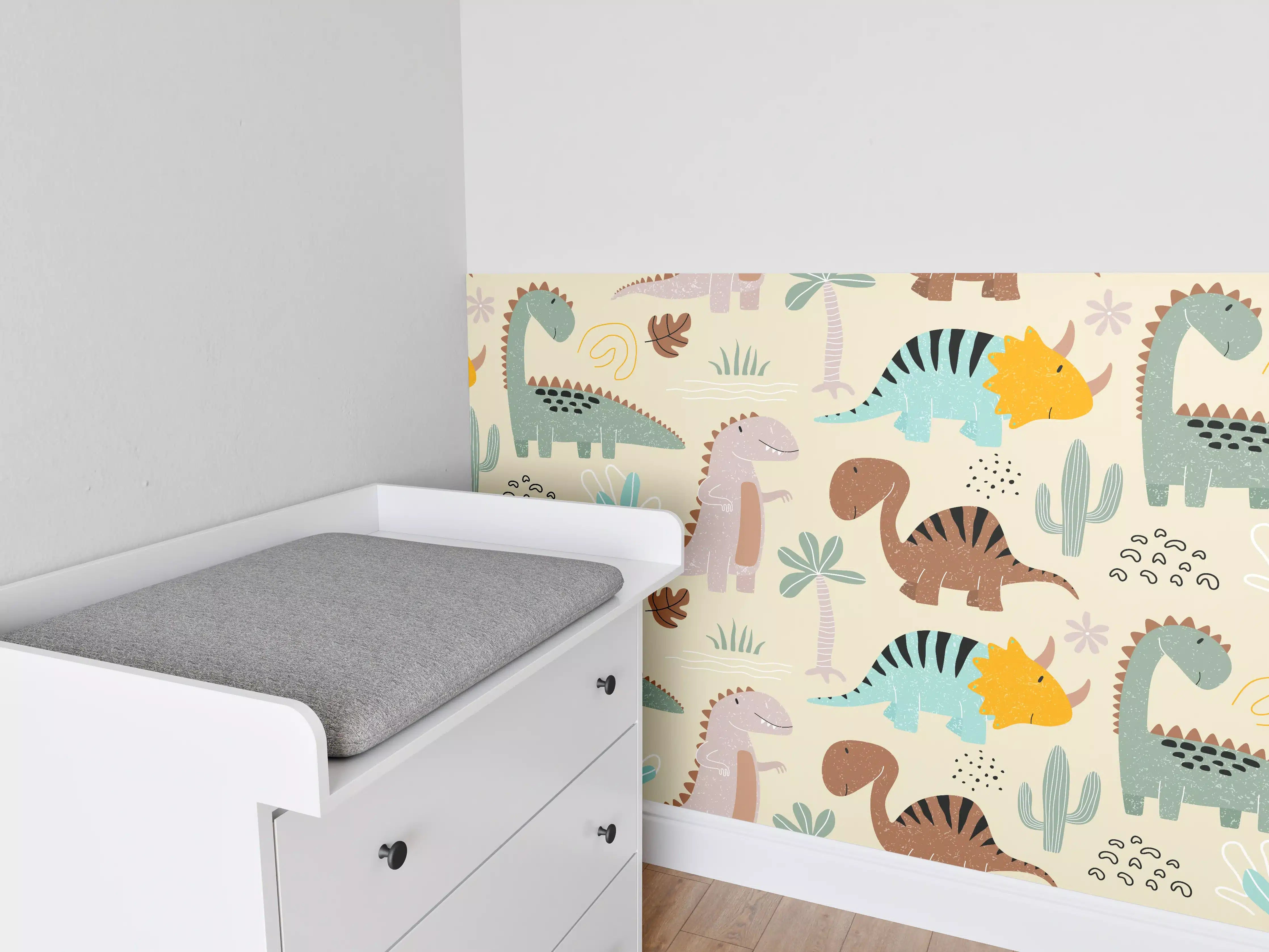 Babyzimmer Wandgestaltung - Verspielte Dschungeltiere in Pastellfarben