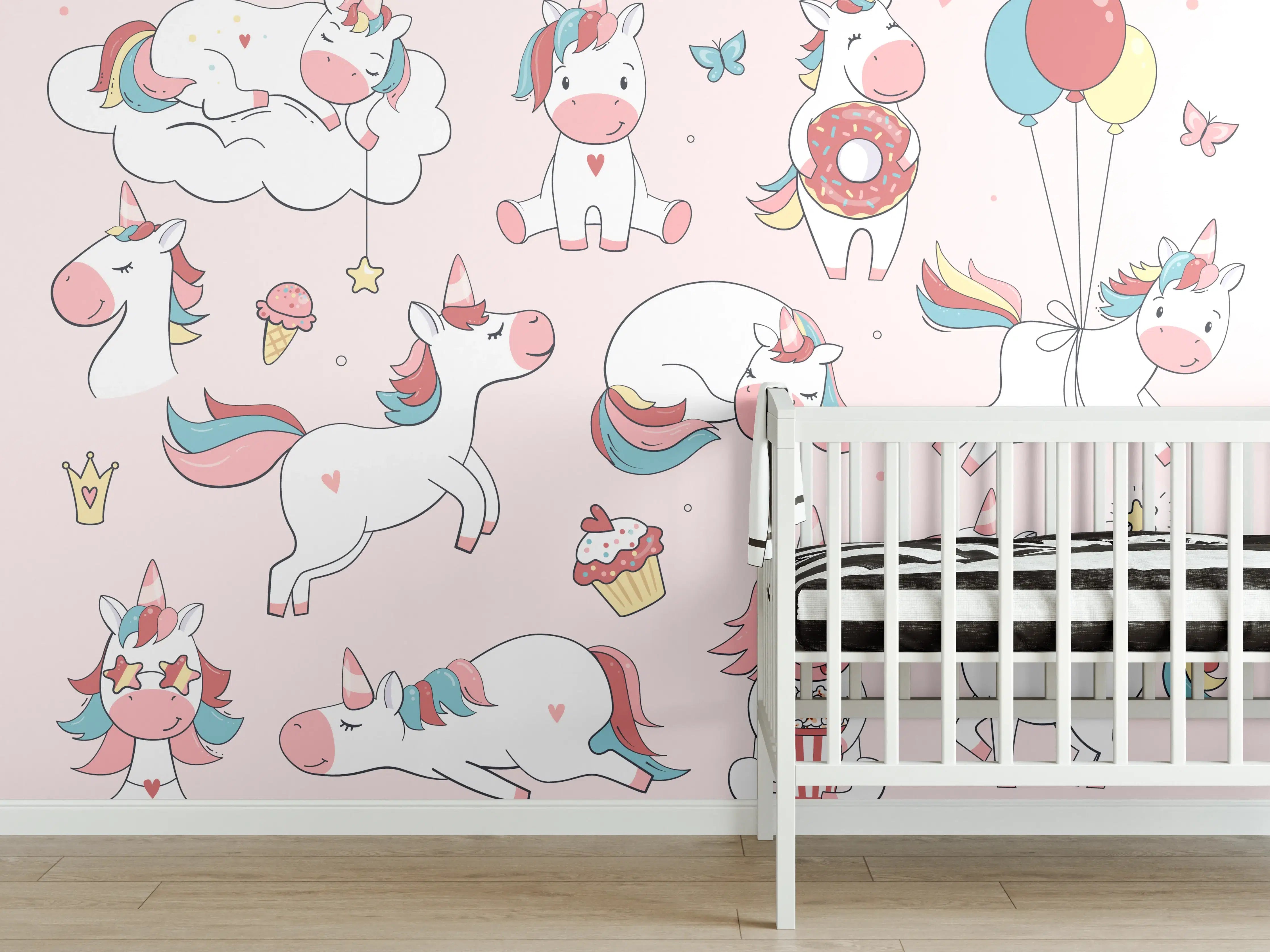 Babyzimmer Wandgestaltung - Verspielte Einhorn-Welt in Pastellfarben