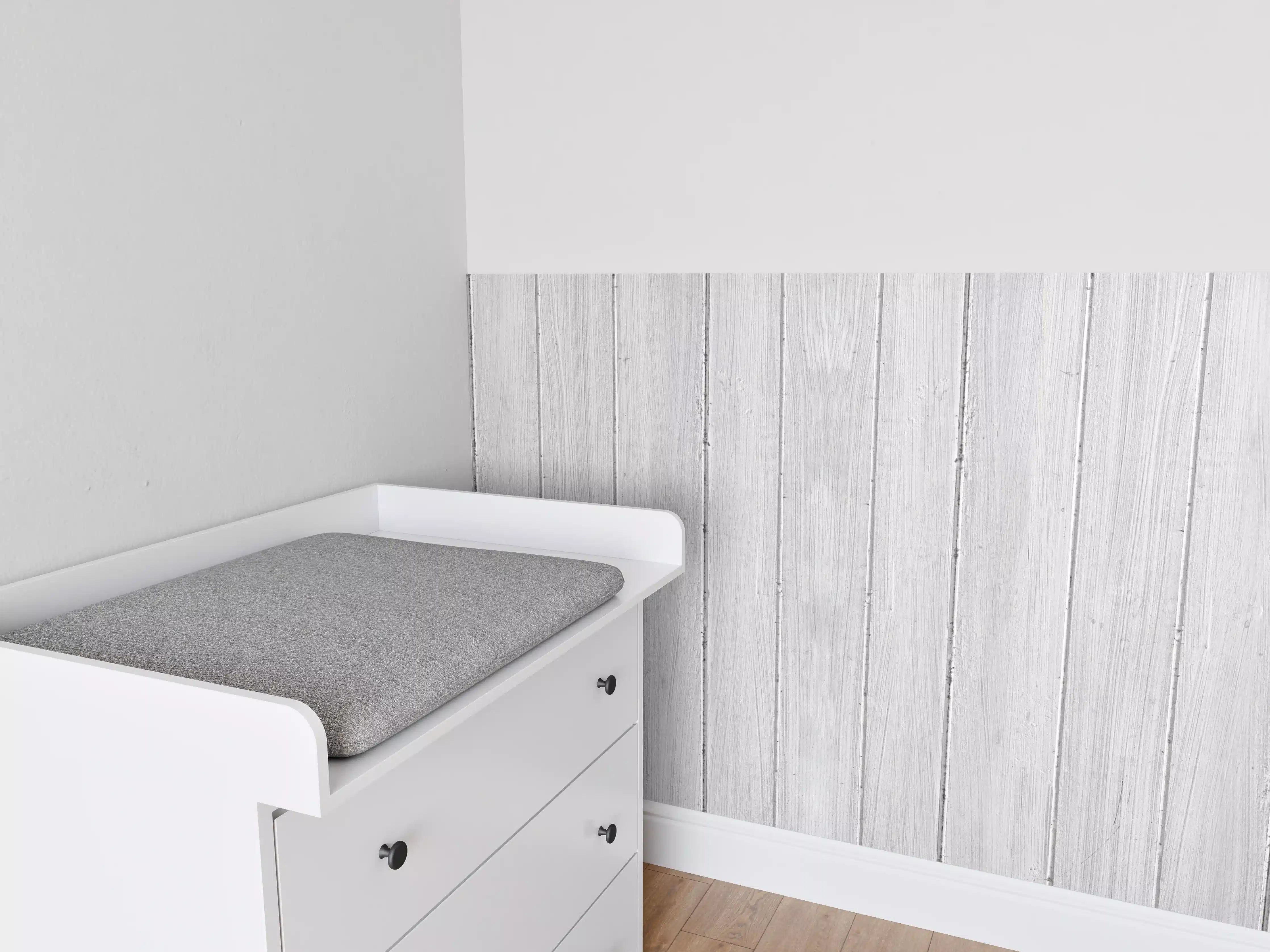 Babyzimmer Wandgestaltung - Vertikaler Hintergrund aus weißem Holz