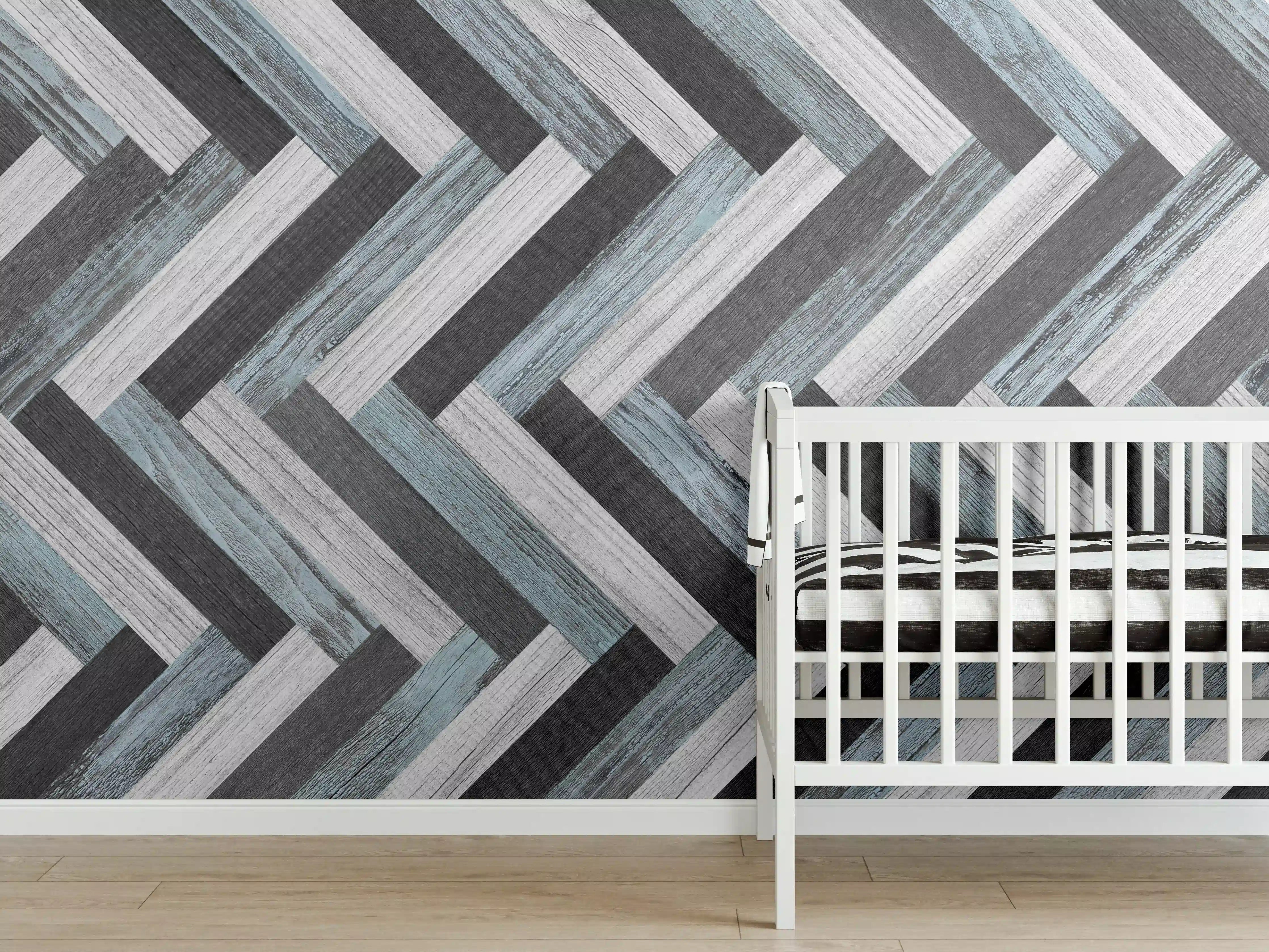 Babyzimmer Wandgestaltung - Verwitterte gemischte Holzdielen