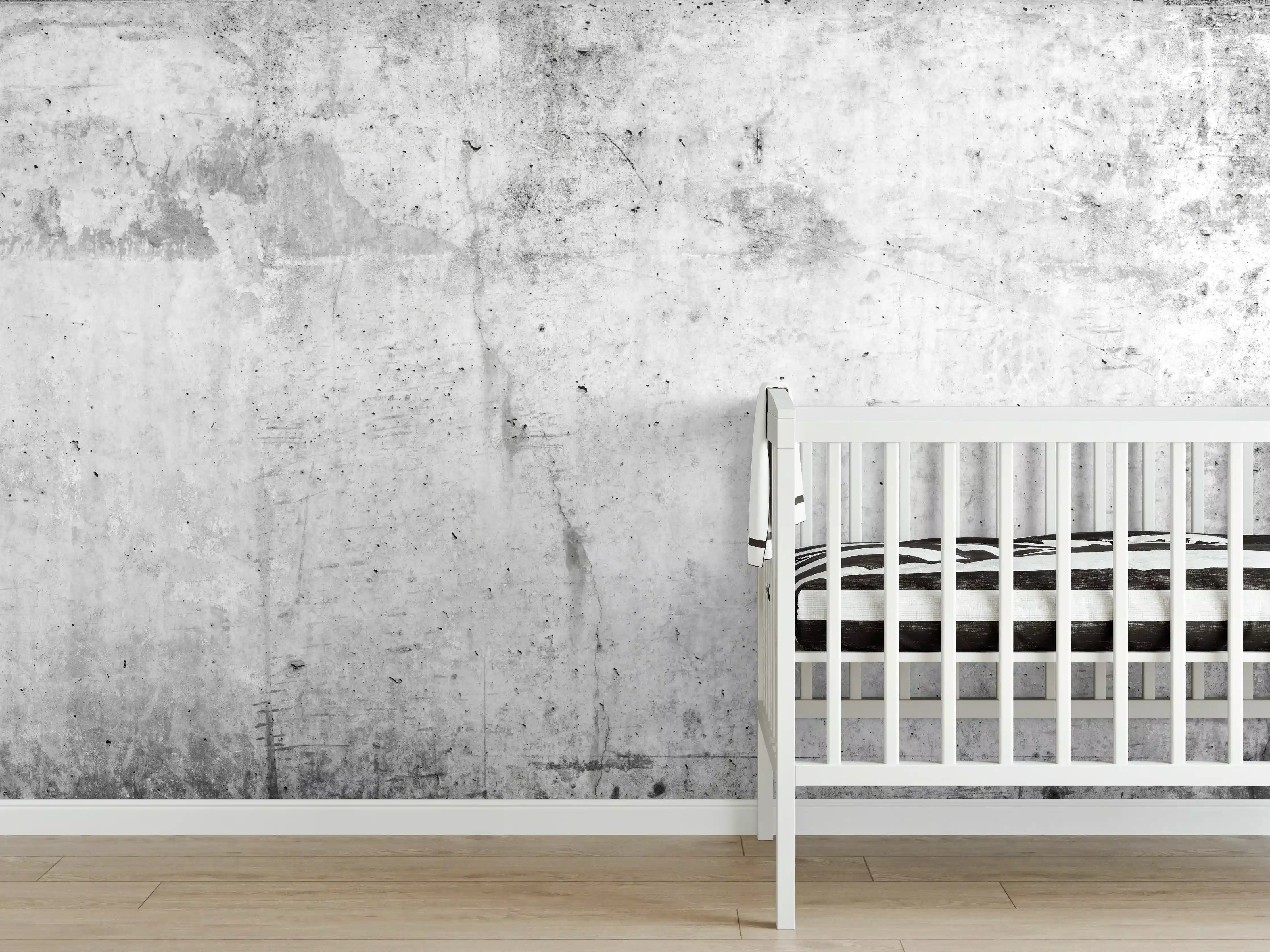 Babyzimmer Wandgestaltung - Verwitterte weiße Betonwandtextur