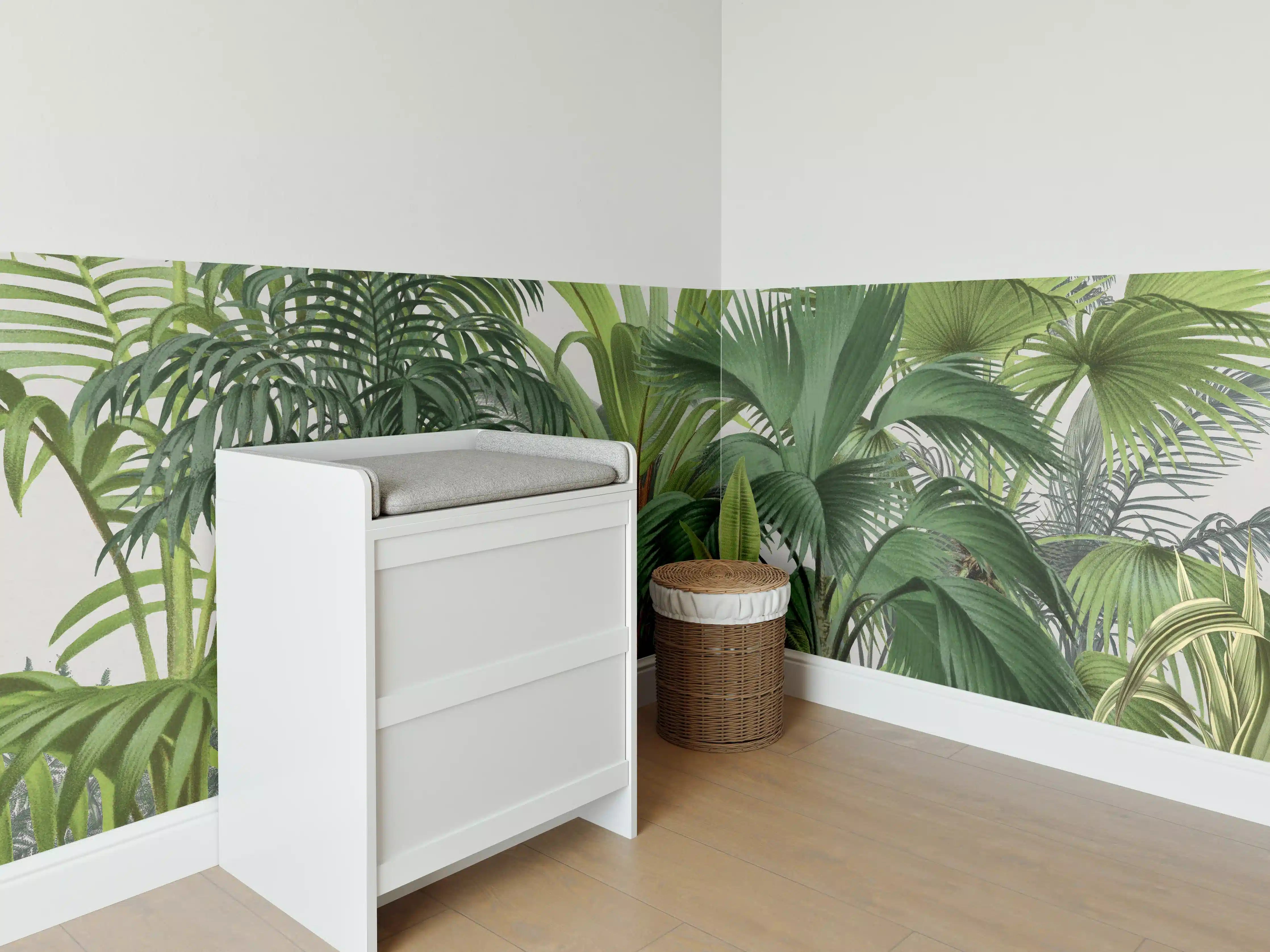 Babyzimmer Wandgestaltung - Vielseitige Palmensortiment in Grün