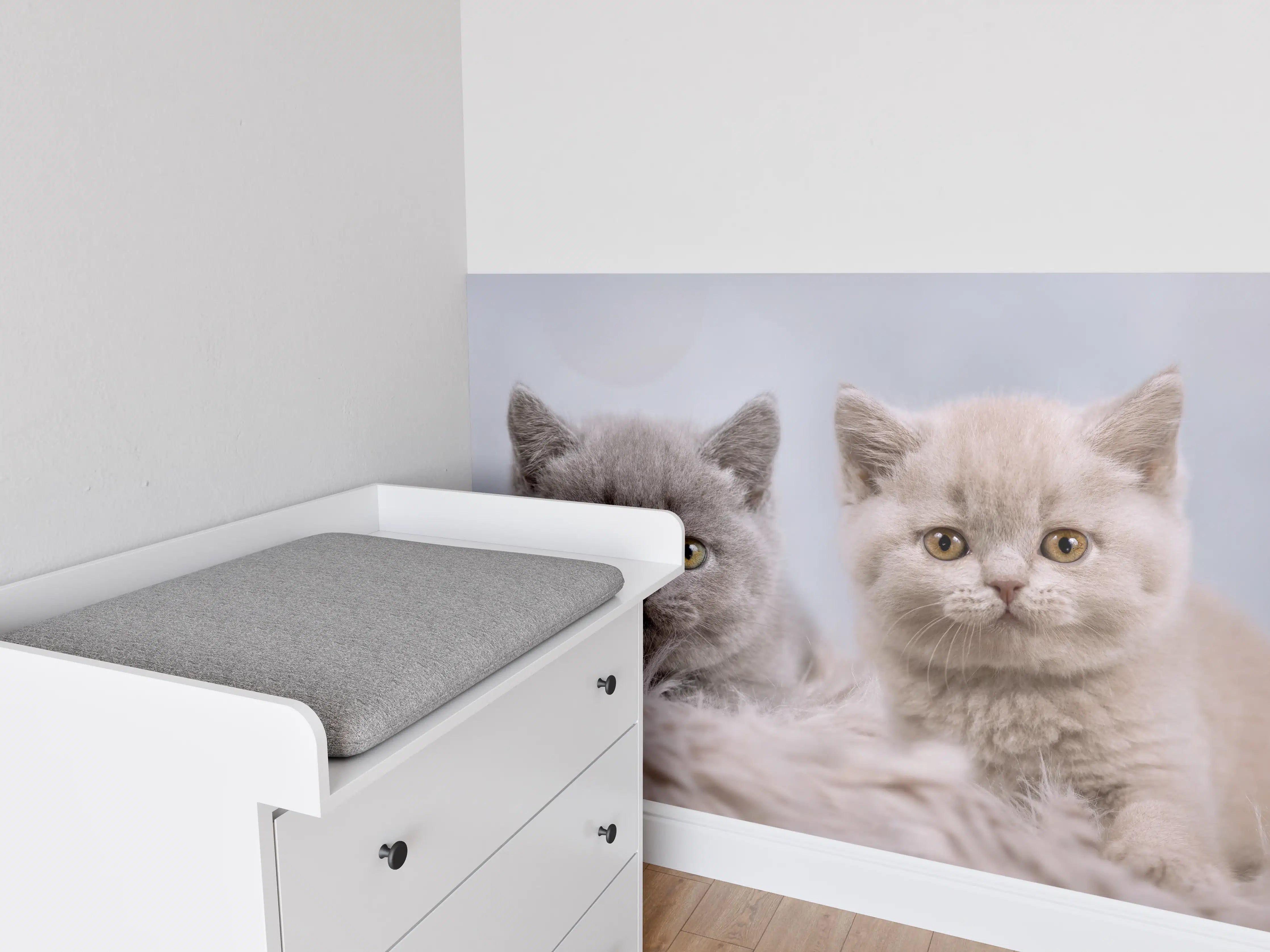 Babyzimmer Wandgestaltung - Vier süße Katzenbaby