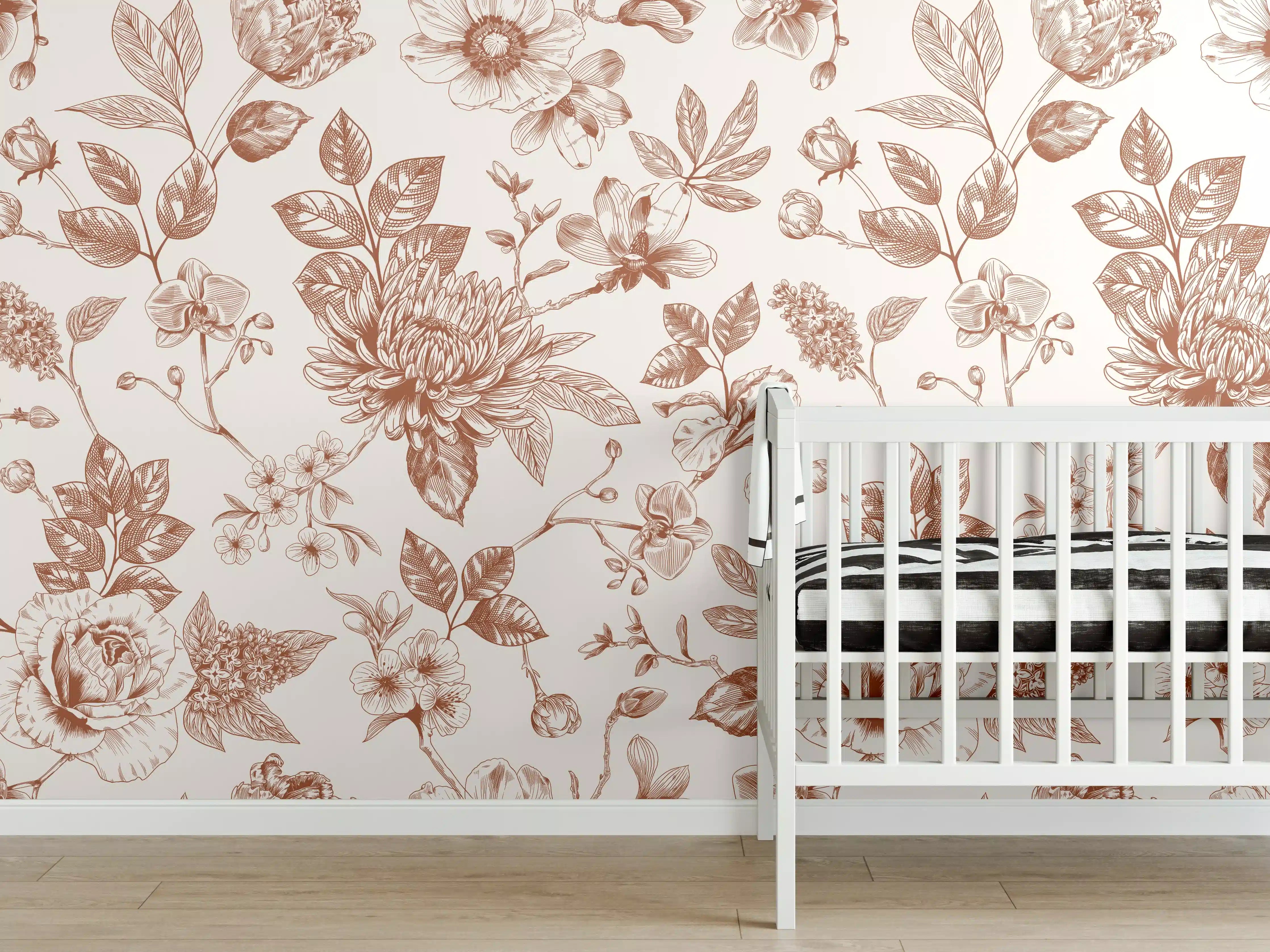 Babyzimmer Wandgestaltung - Vintage Bloom Amber Blumenmuster