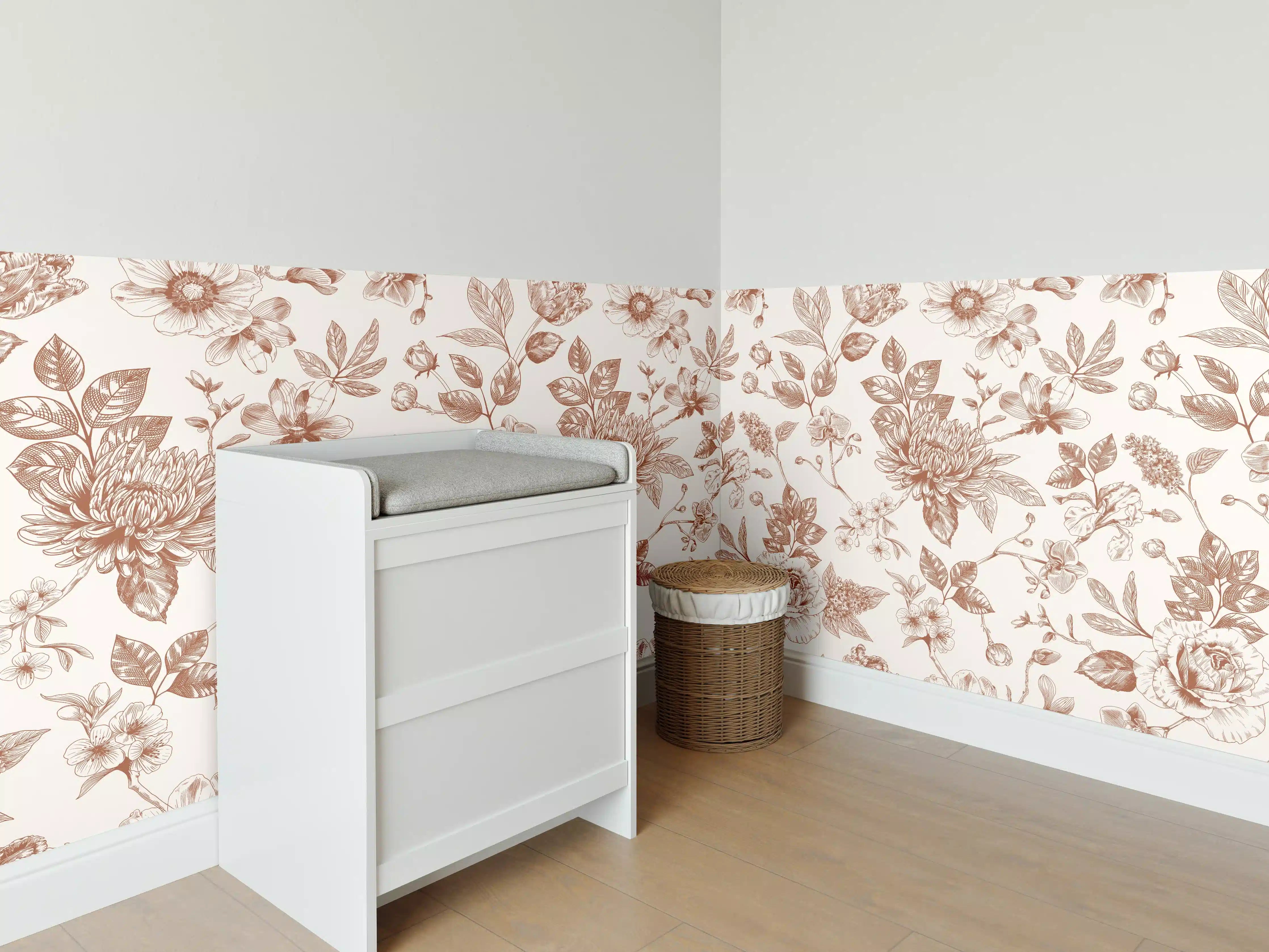 Babyzimmer Wandgestaltung - Vintage Bloom Amber Blumenmuster