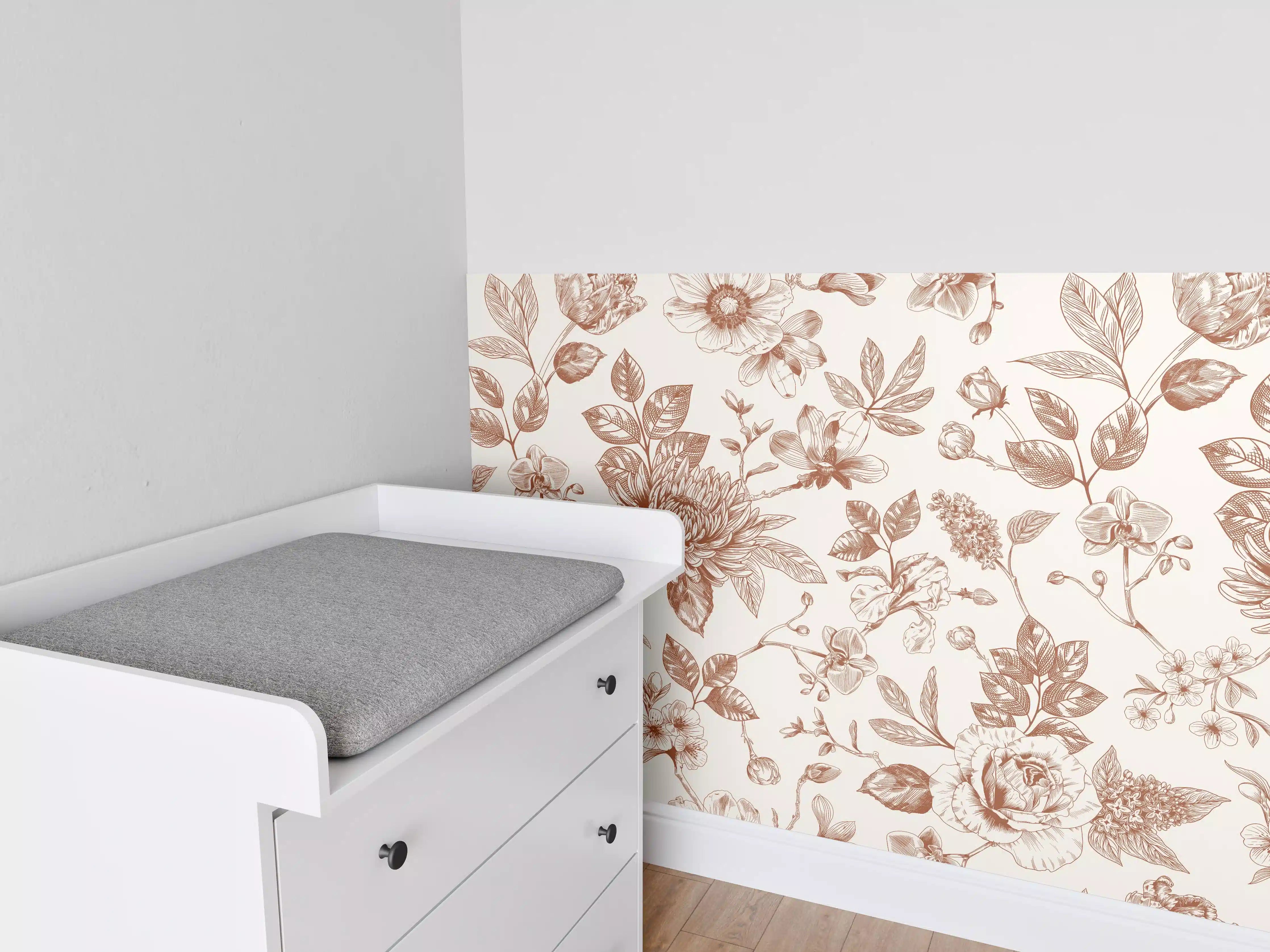 Babyzimmer Wandgestaltung - Vintage Bloom Amber Blumenmuster