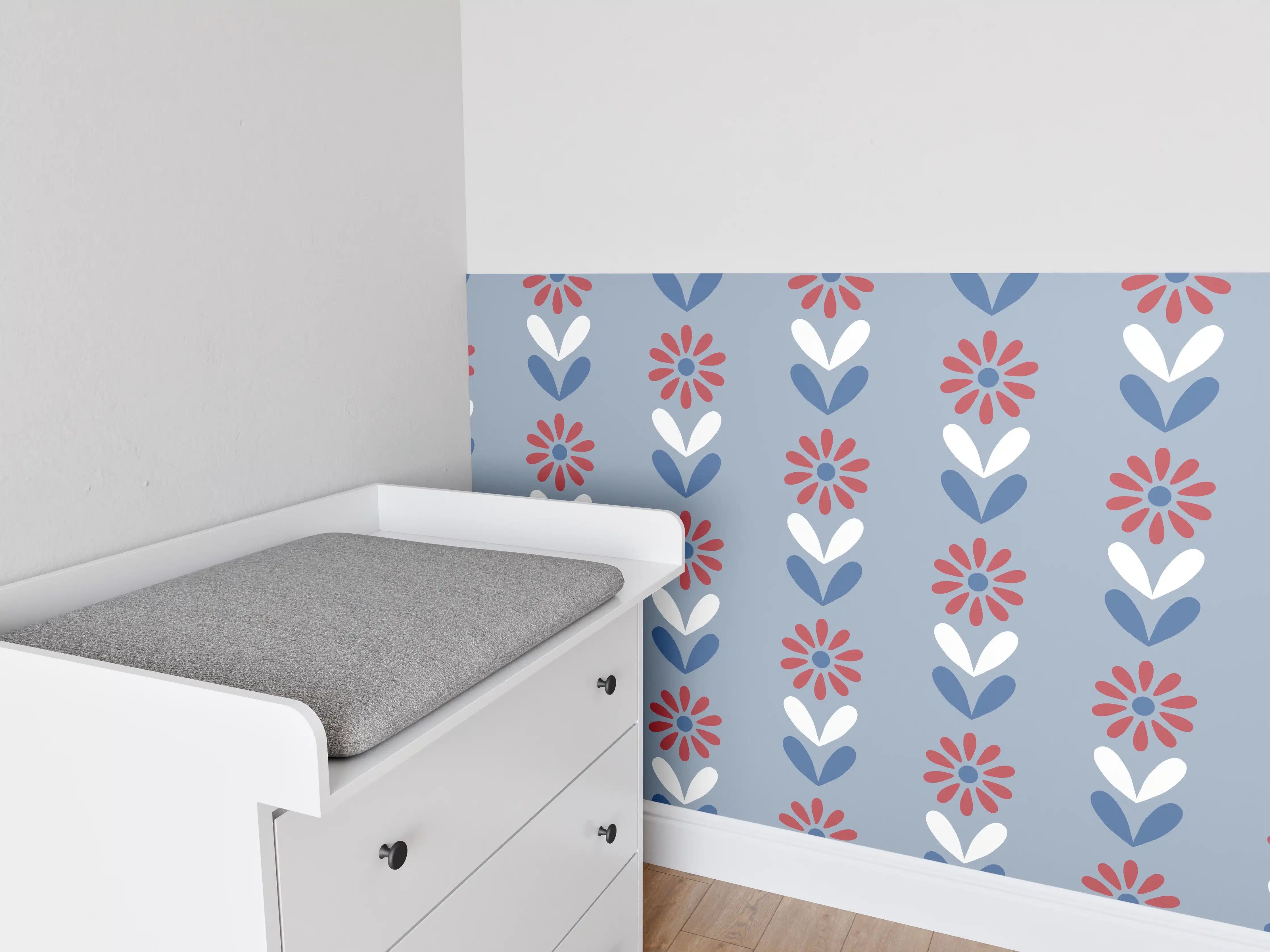Babyzimmer Wandgestaltung - Vintage Bloom Gänseblümchen Tapete
