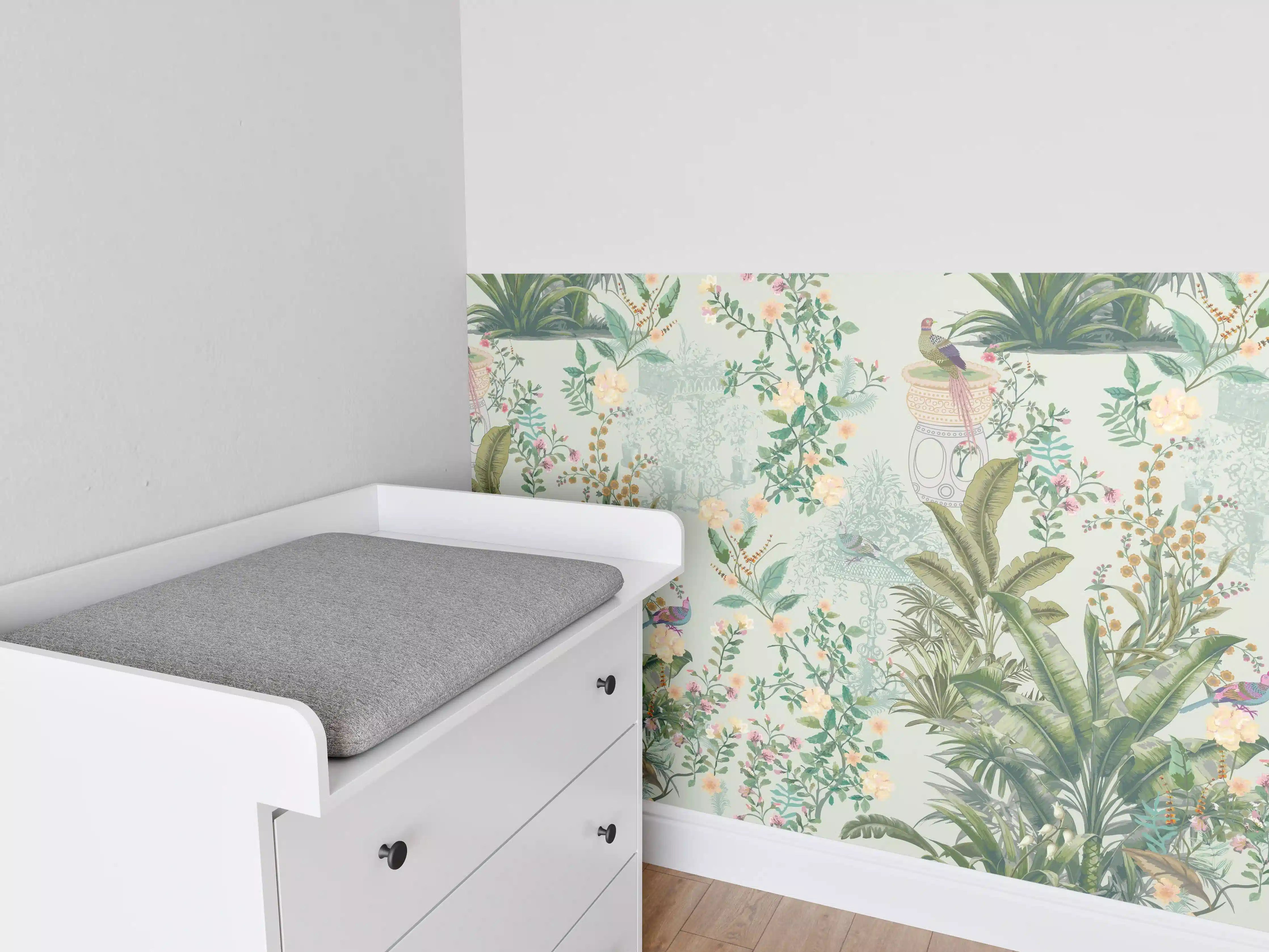 Babyzimmer Wandgestaltung - Vintage Bloom Grünes Refugium