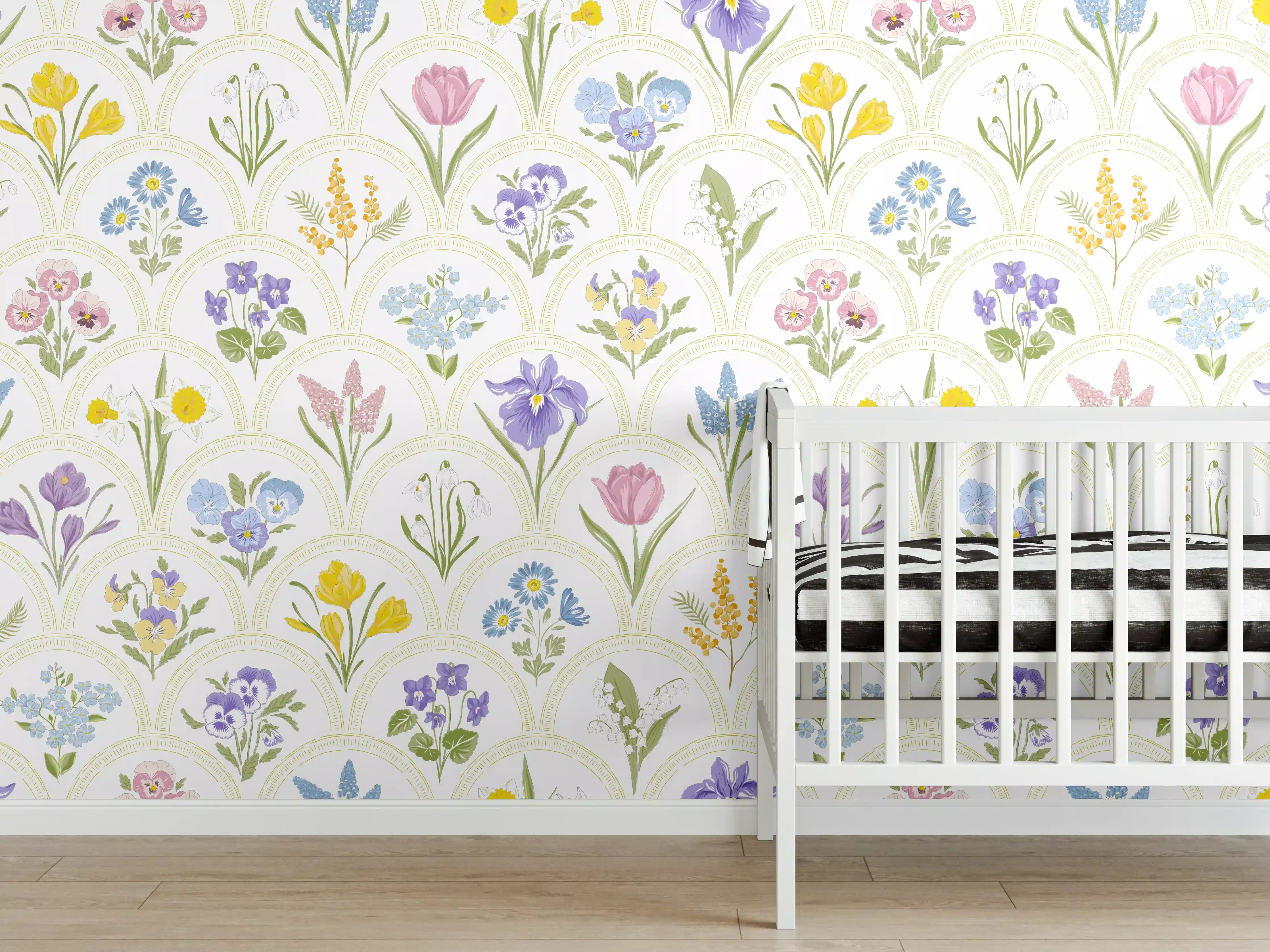 Babyzimmer Wandgestaltung - Vintage Bloom Pastell-Blumentapete