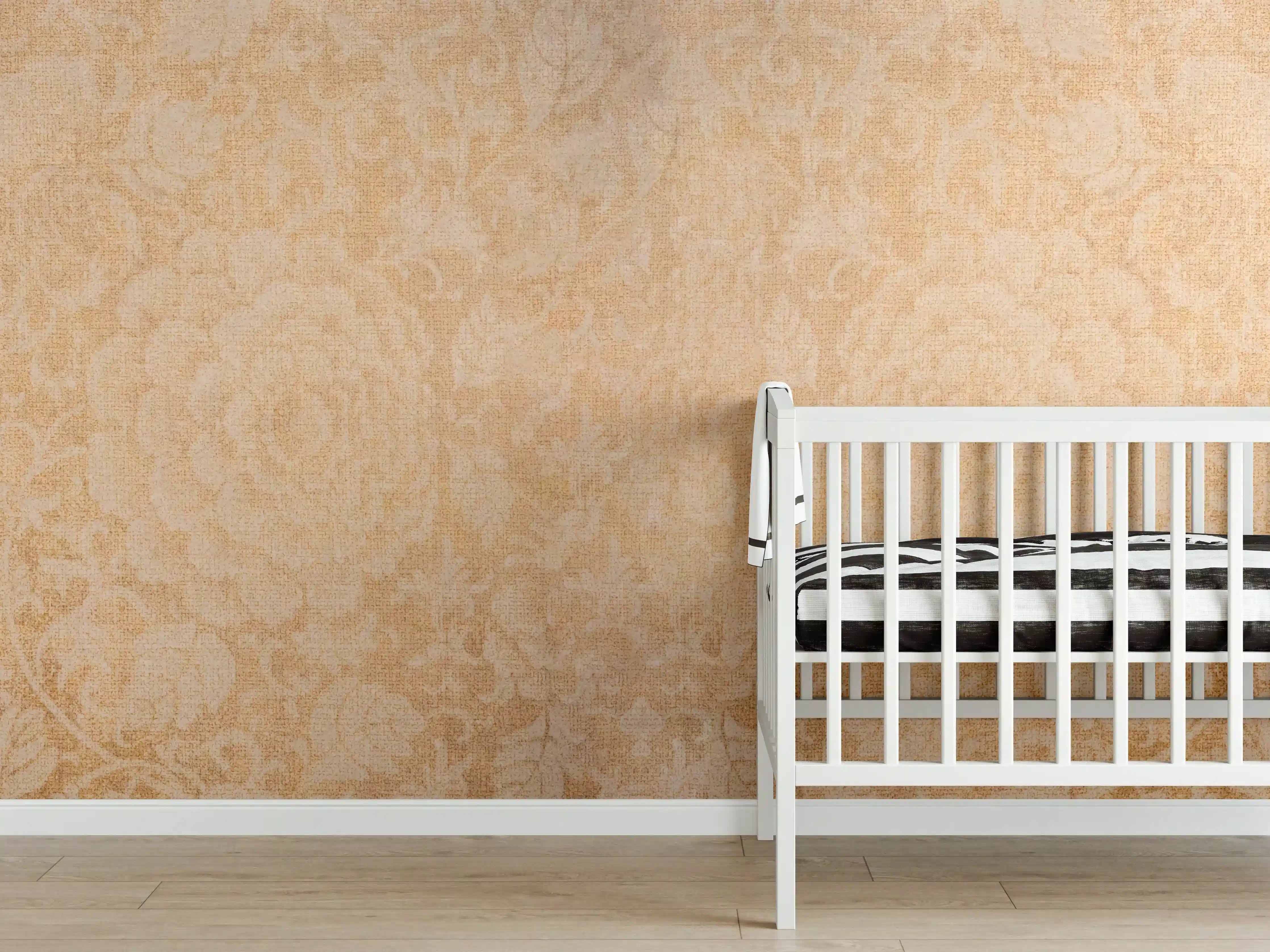 Babyzimmer Wandgestaltung - Vintage Blumenmuster Fliesenbeige