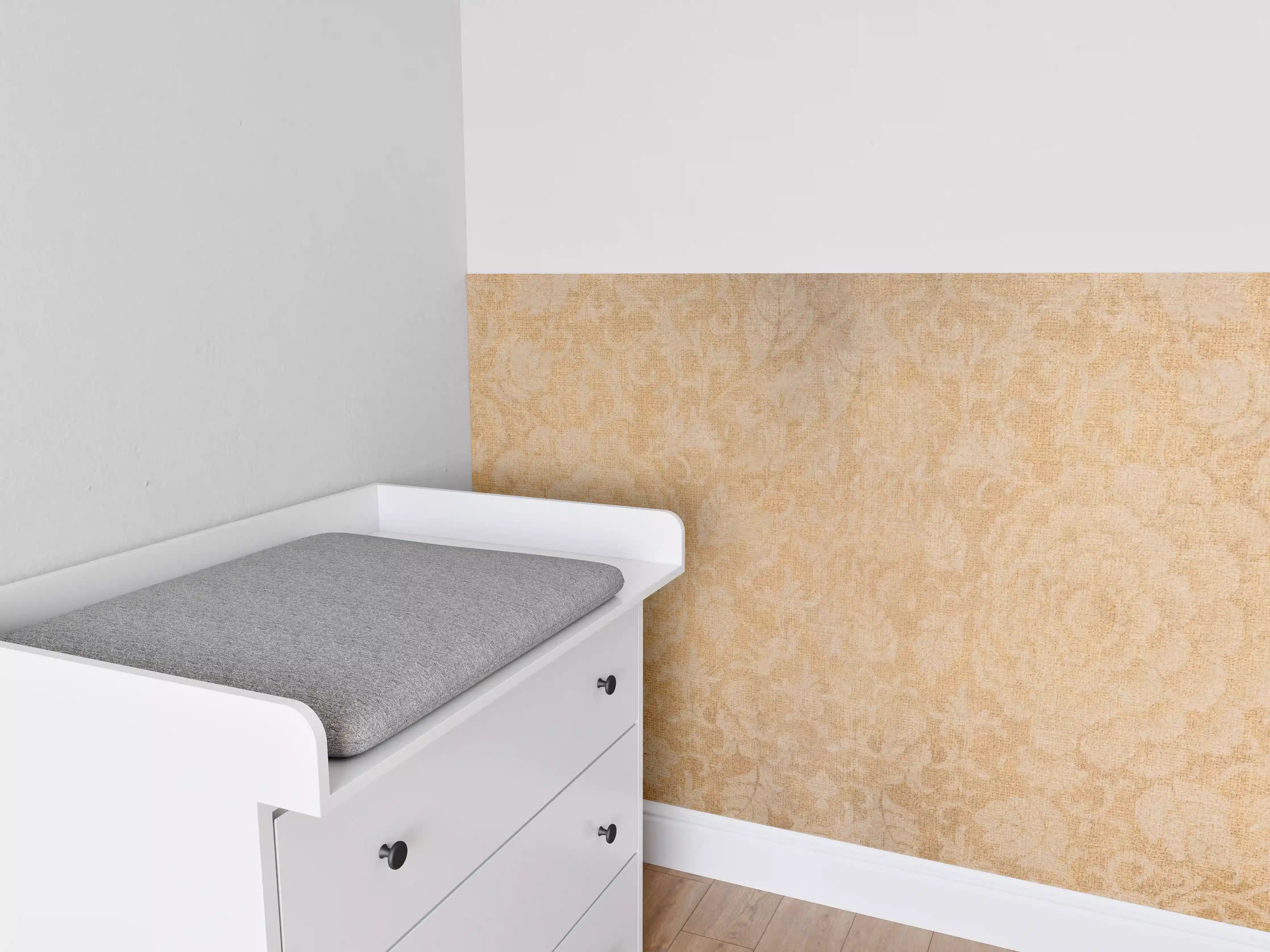Babyzimmer Wandgestaltung - Vintage Blumenmuster Fliesenbeige