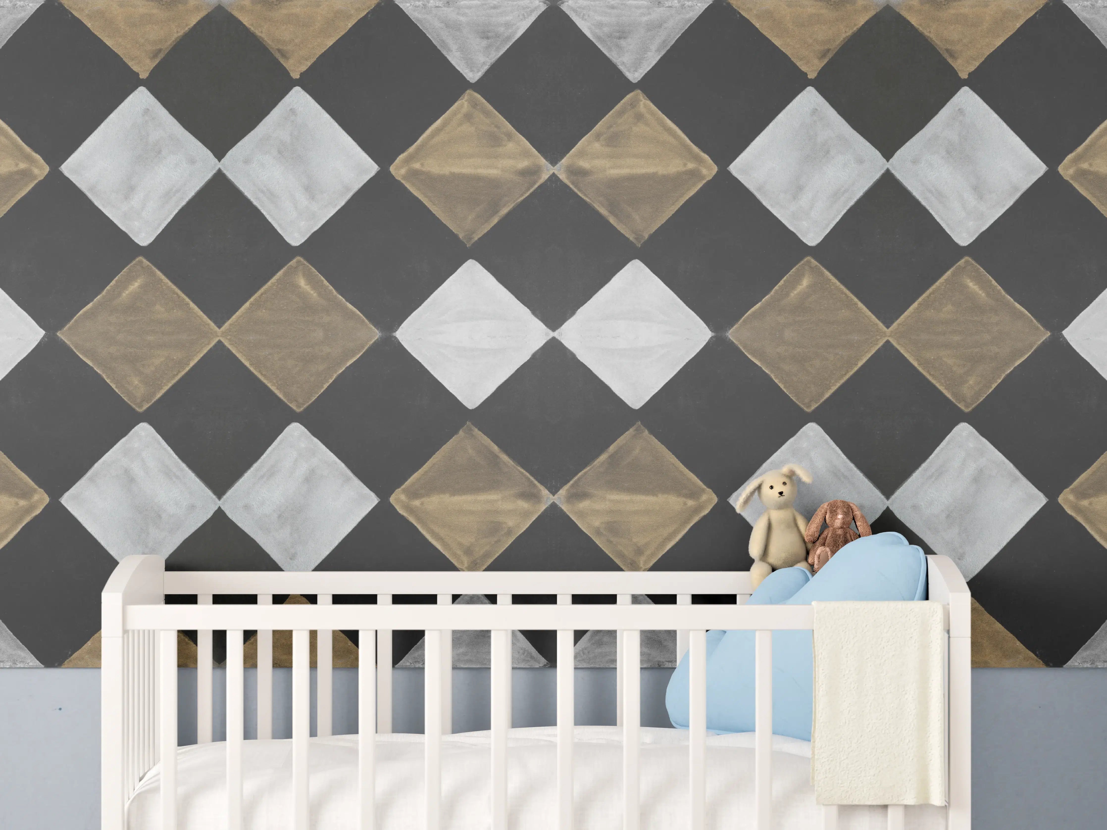 Babyzimmer Wandgestaltung - Vintage Mosaik Fliesentapete