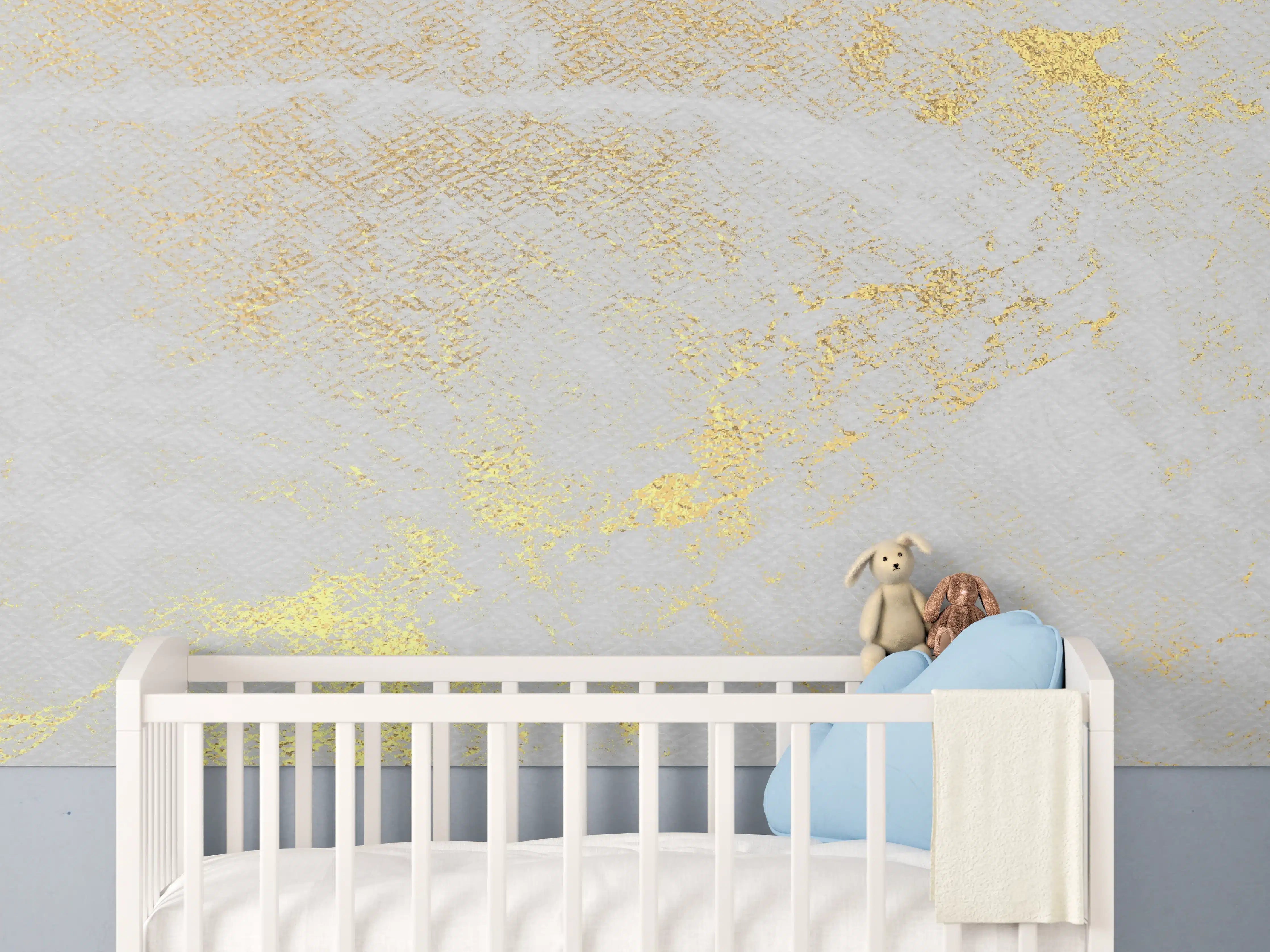 Babyzimmer Wandgestaltung - Vintage Zement - Gold 