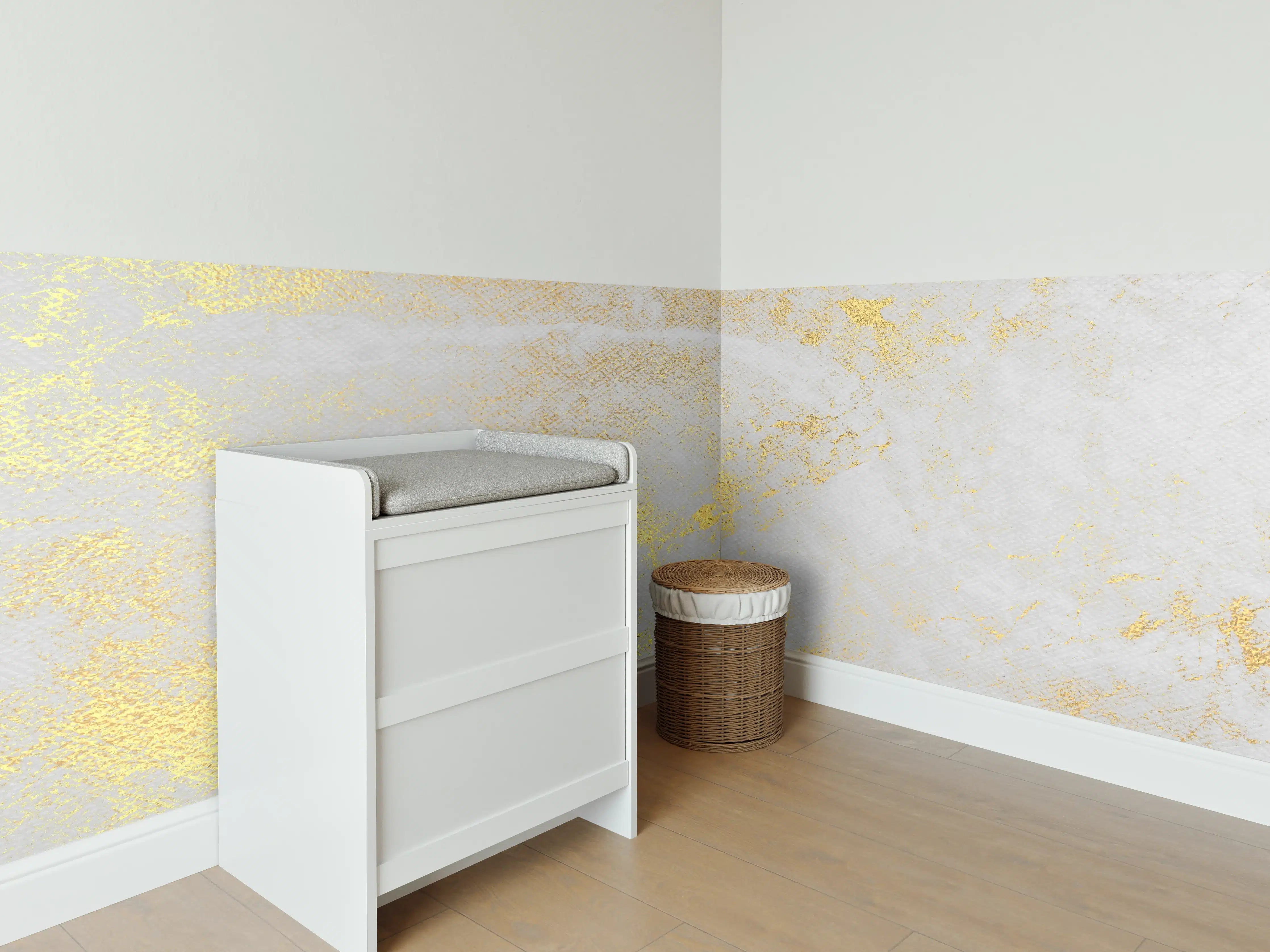 Babyzimmer Wandgestaltung - Vintage Zement - Gold 