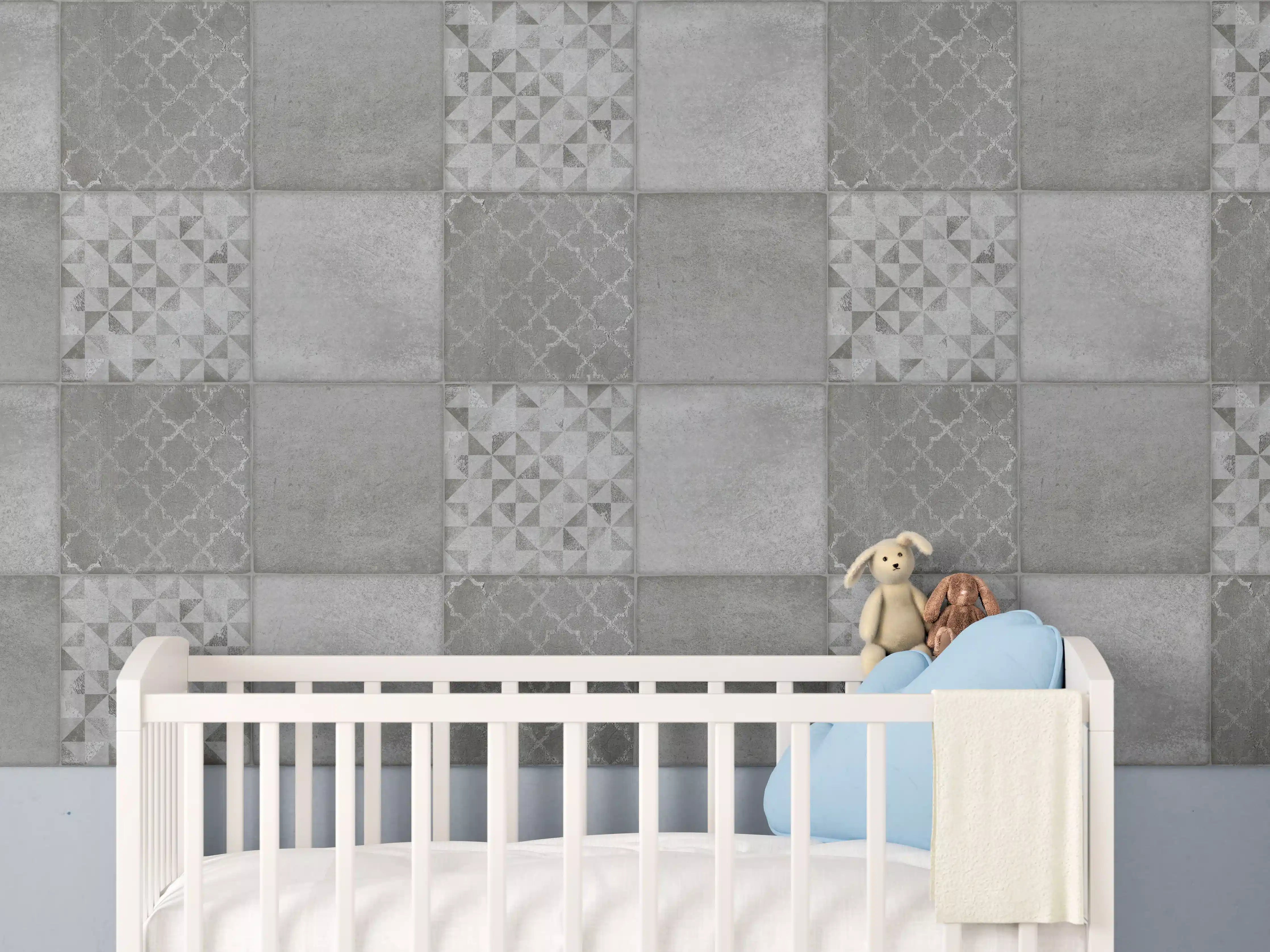 Babyzimmer Wandgestaltung - Vintage hellgraue Fliesen