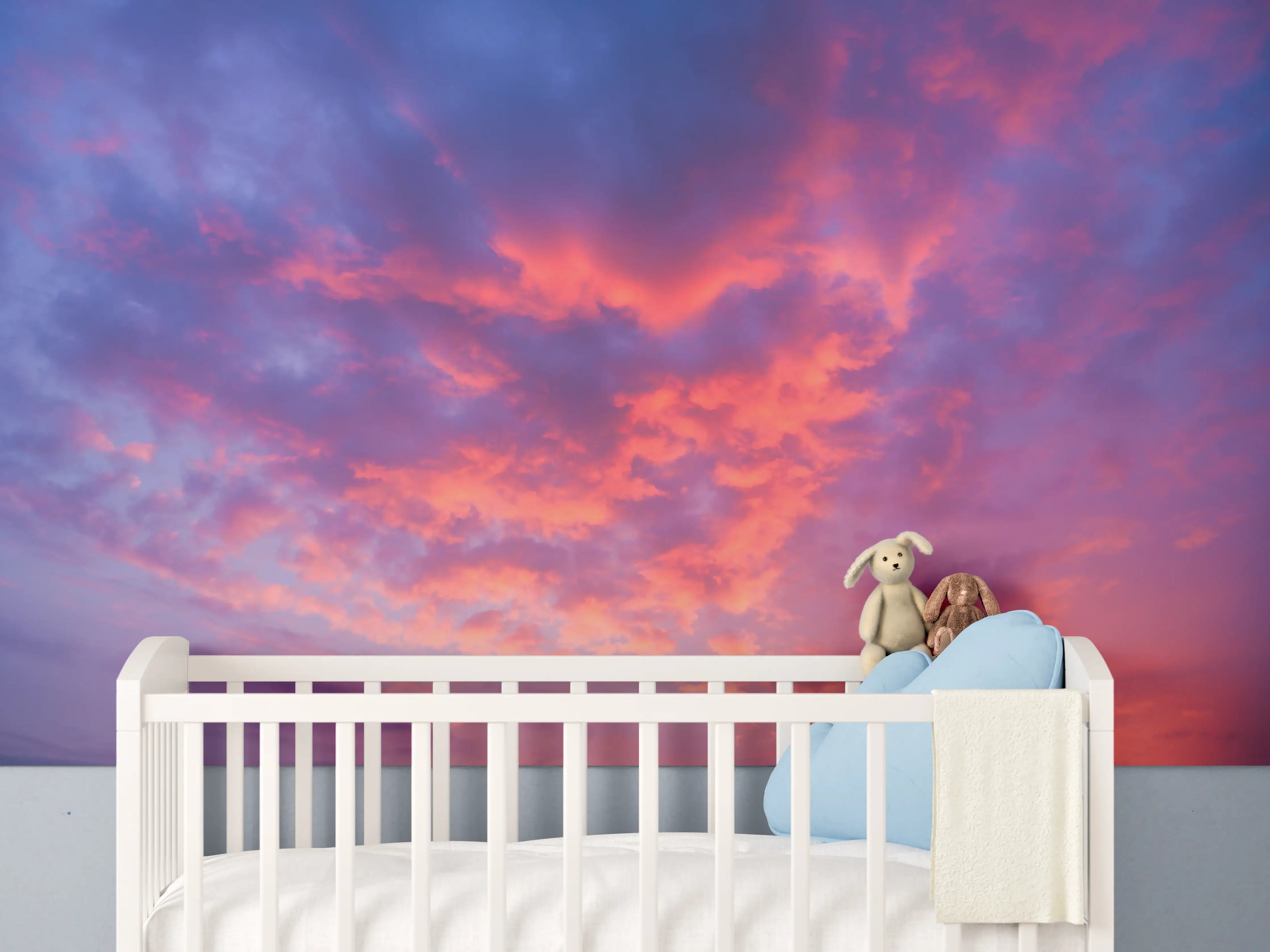 Babyzimmer Wandgestaltung - Violett-Pinker Sonnenuntergang