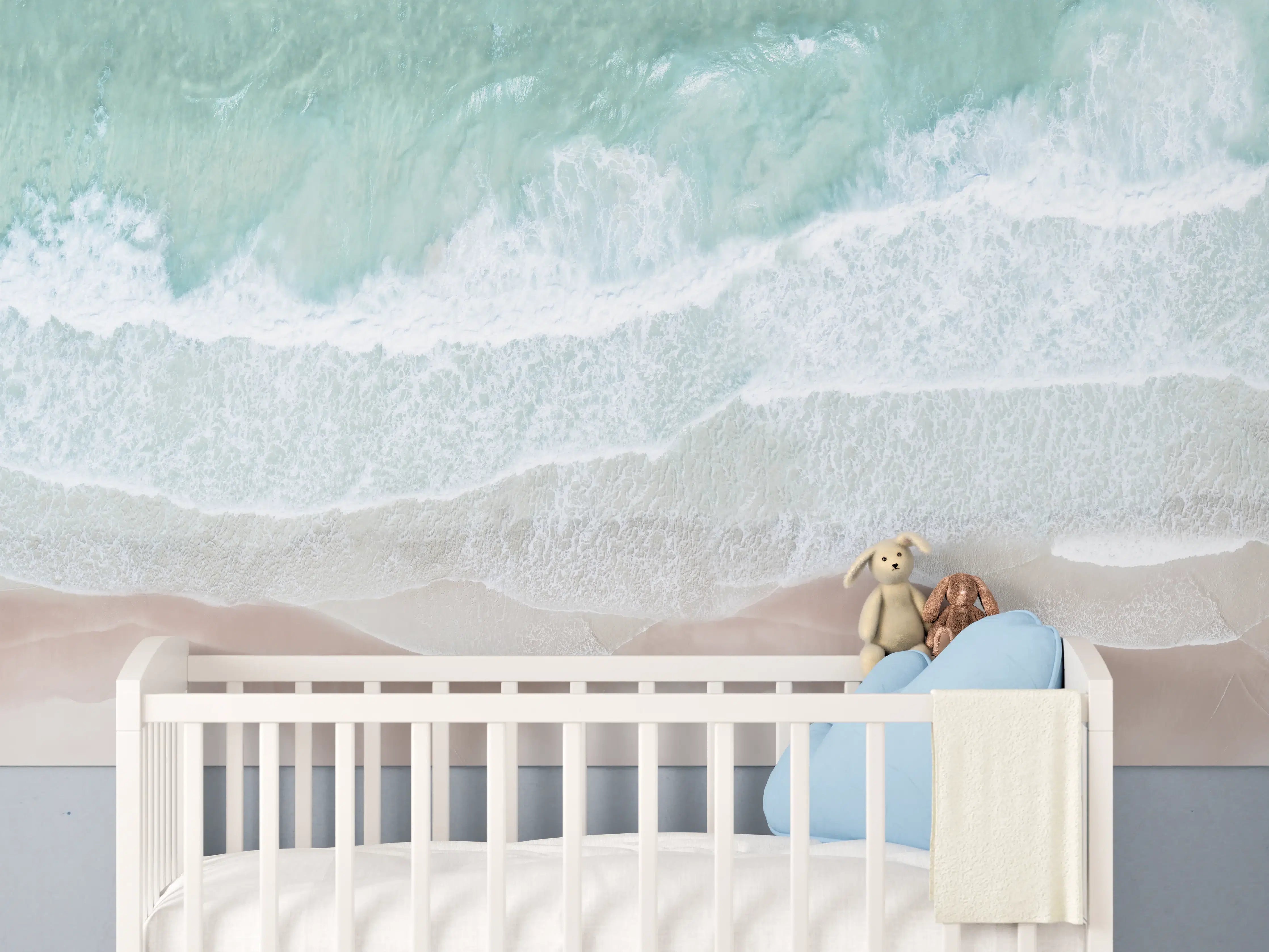 Babyzimmer Wandgestaltung - Vogelperspektive - Ozean an der Küste