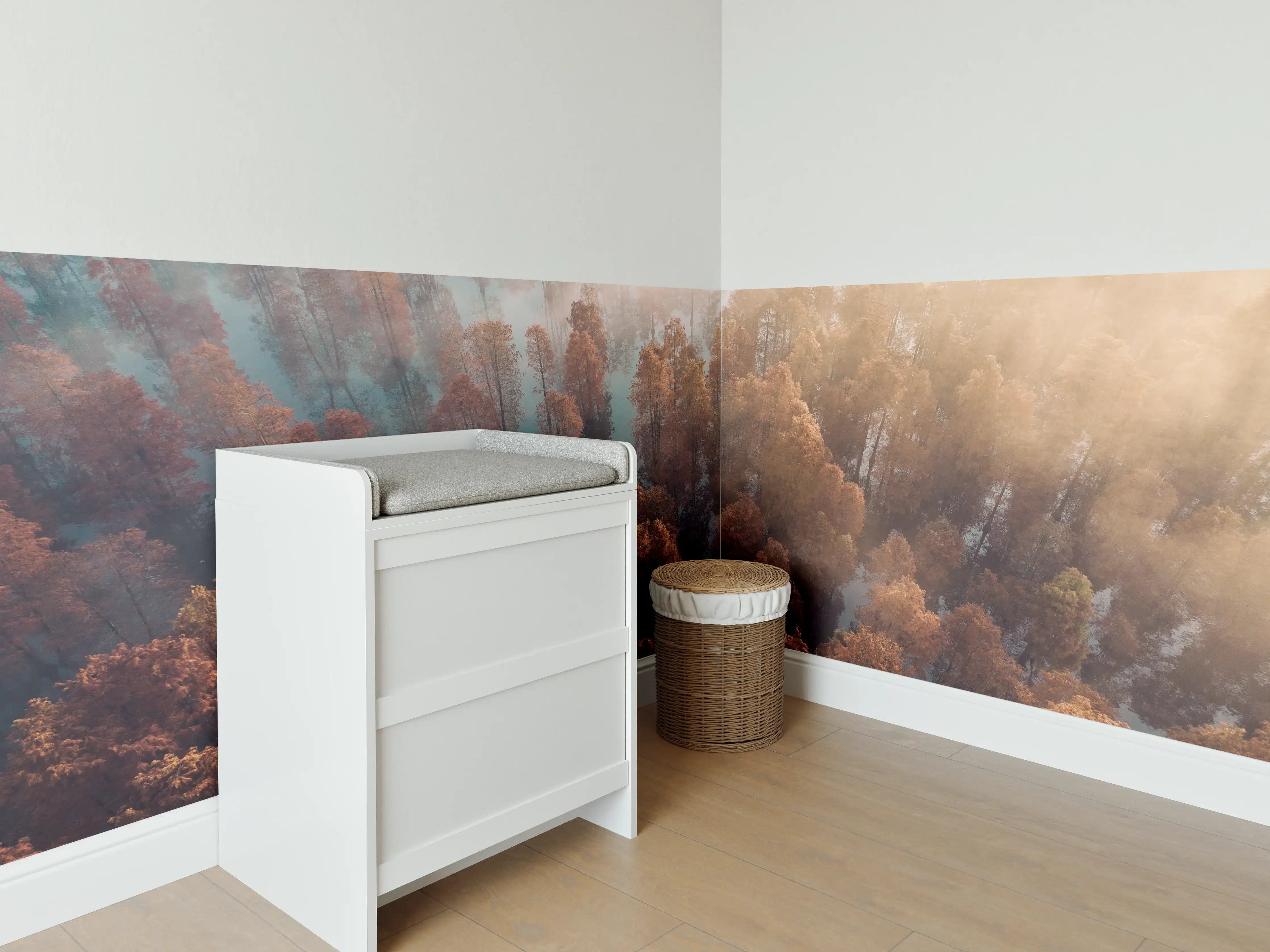 Babyzimmer Wandgestaltung - Vogelperspektive - Wald im Herbst